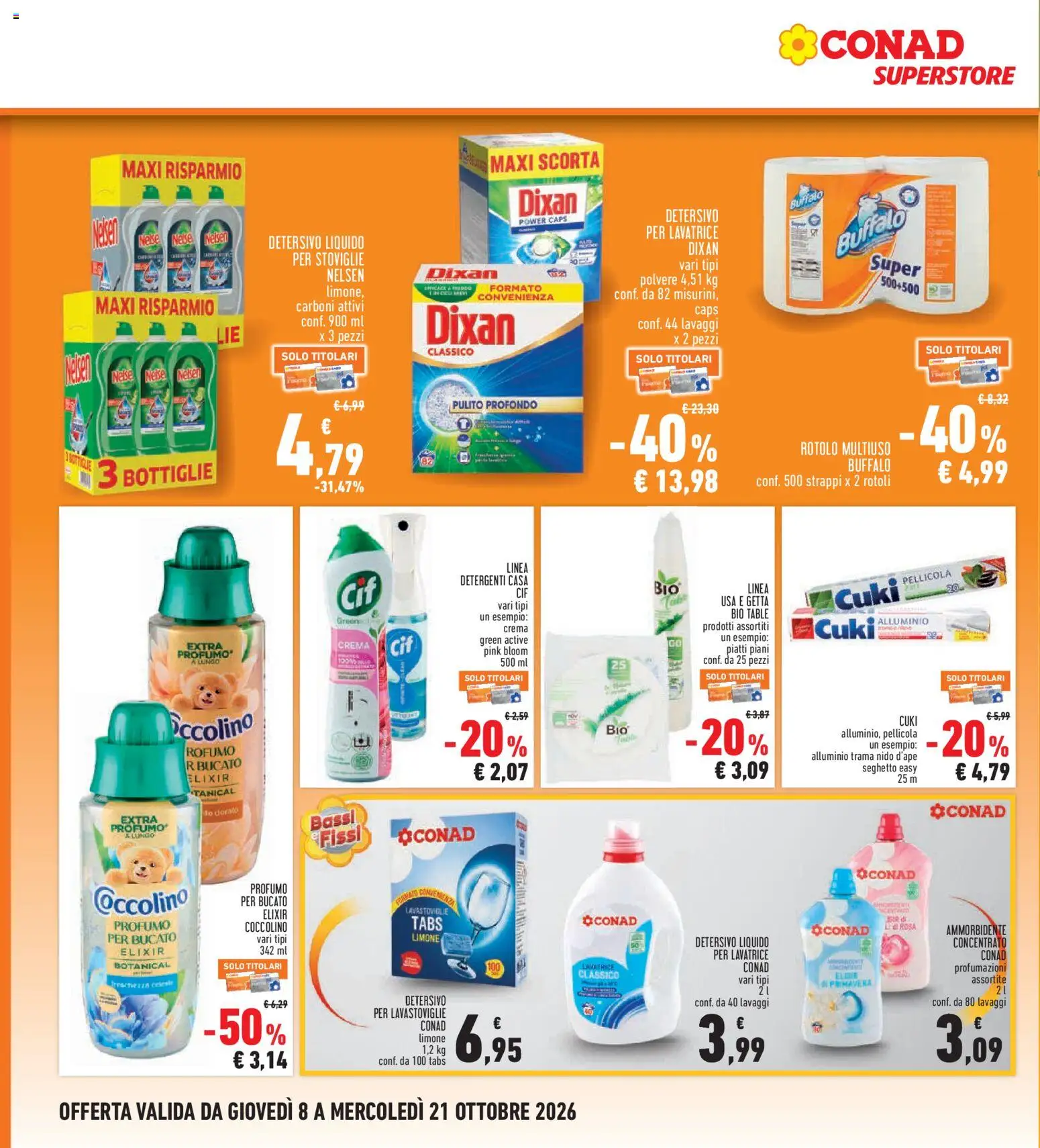 Volantino Conad del 08/10/2026 | Pagina: 22 | Prodotti: Ammorbidente, Limone, Lavastoviglie, Profumo