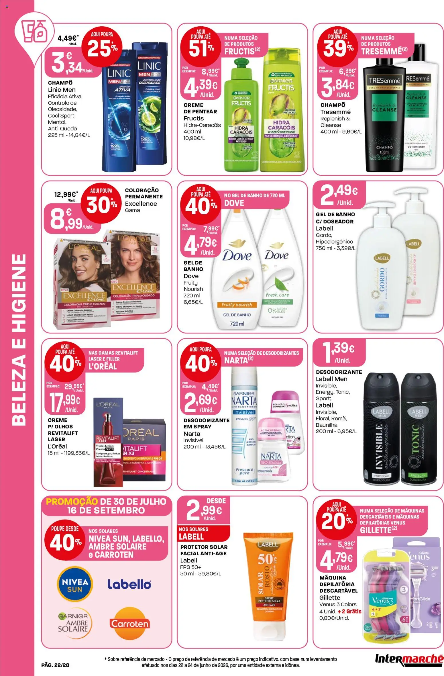 Intermarché Folheto Contact │ válido de 30/07/2026 | Página: 22 | Produtos: Protetor solar, Desodorizante, Base, Creme