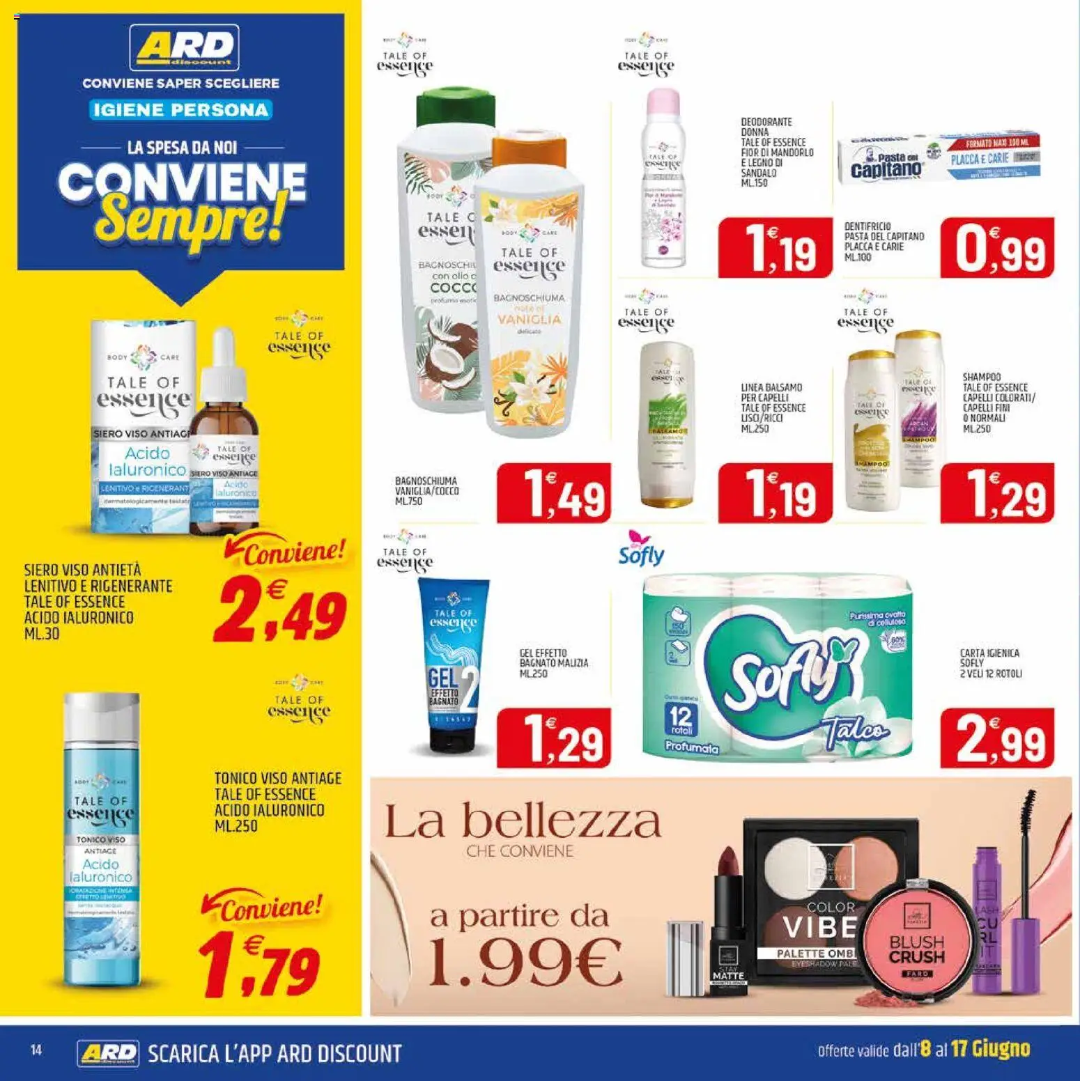 Volantino ARD Discount del 06.06.2026 | Pagina: 14 | Prodotti: Deodorante, Pasta, Cocco, Blush