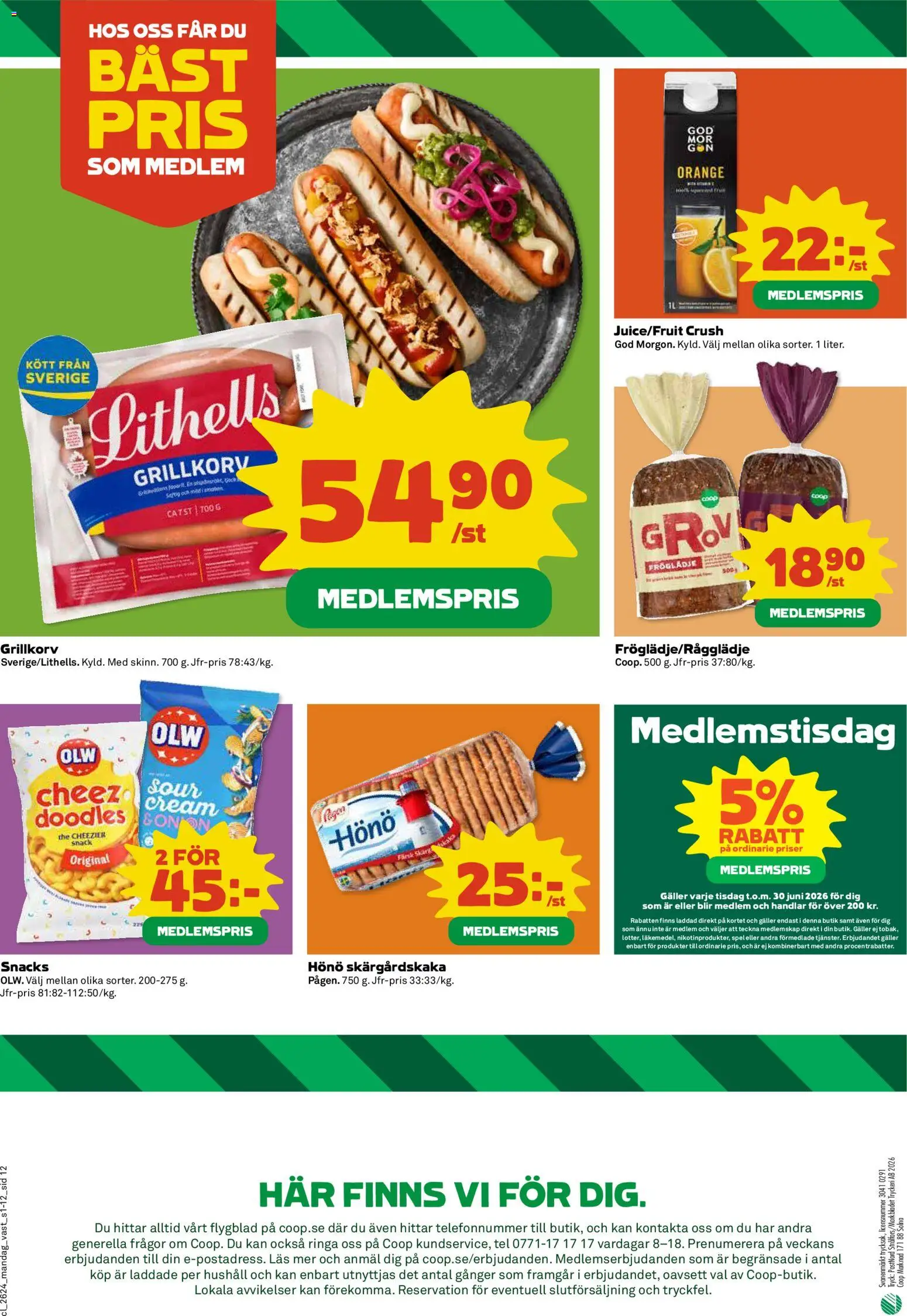 Coop reklamblad aktuell från 08.06.2026 | Sida: 12 | Produkter: Galler, Grillkorv, Spel