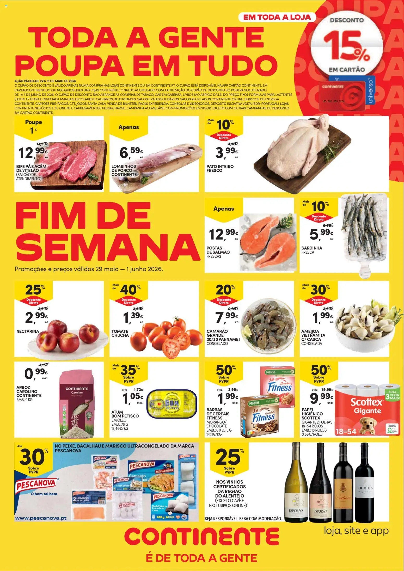 Continente Fim de Semana à Continente │ válido de 29.05.2026 | Página: 1 | Produtos: Barras de cereais, Salmão, Nestlé, Tomate