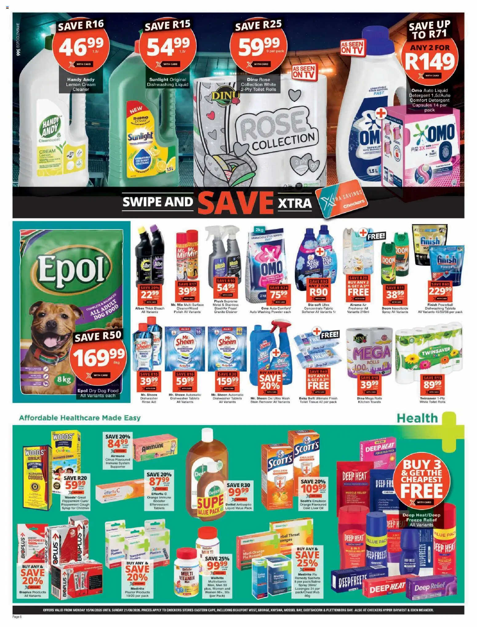 New Checkers catalogue – valid from 15.06.2026 | Page: 6 | Products: Drone, Ribs, Cream, Detergent