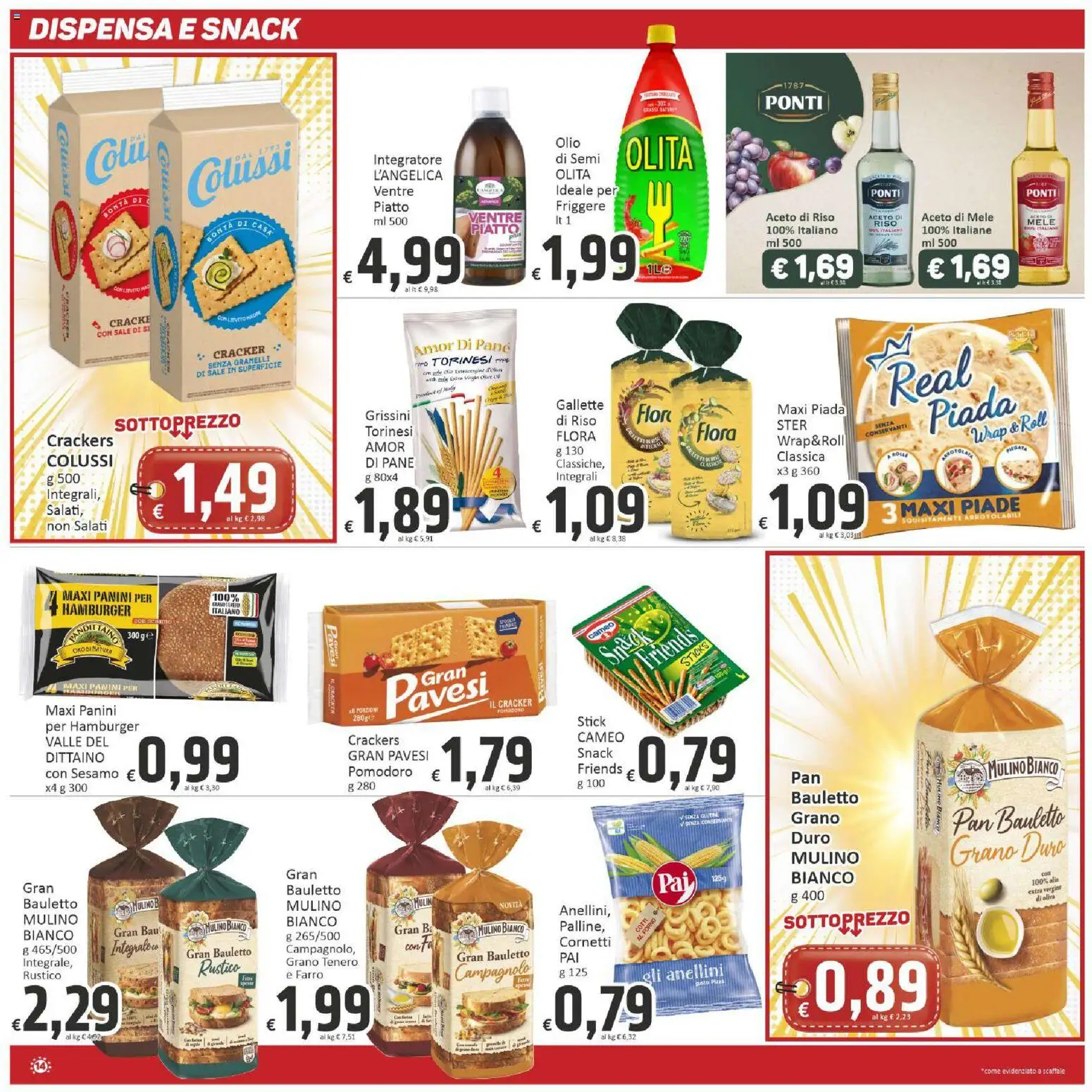 Volantino Paghi Poco del 31/07/2026 | Pagina: 14 | Prodotti: Riso, Aceto di mele, Pomodoro, Crackers