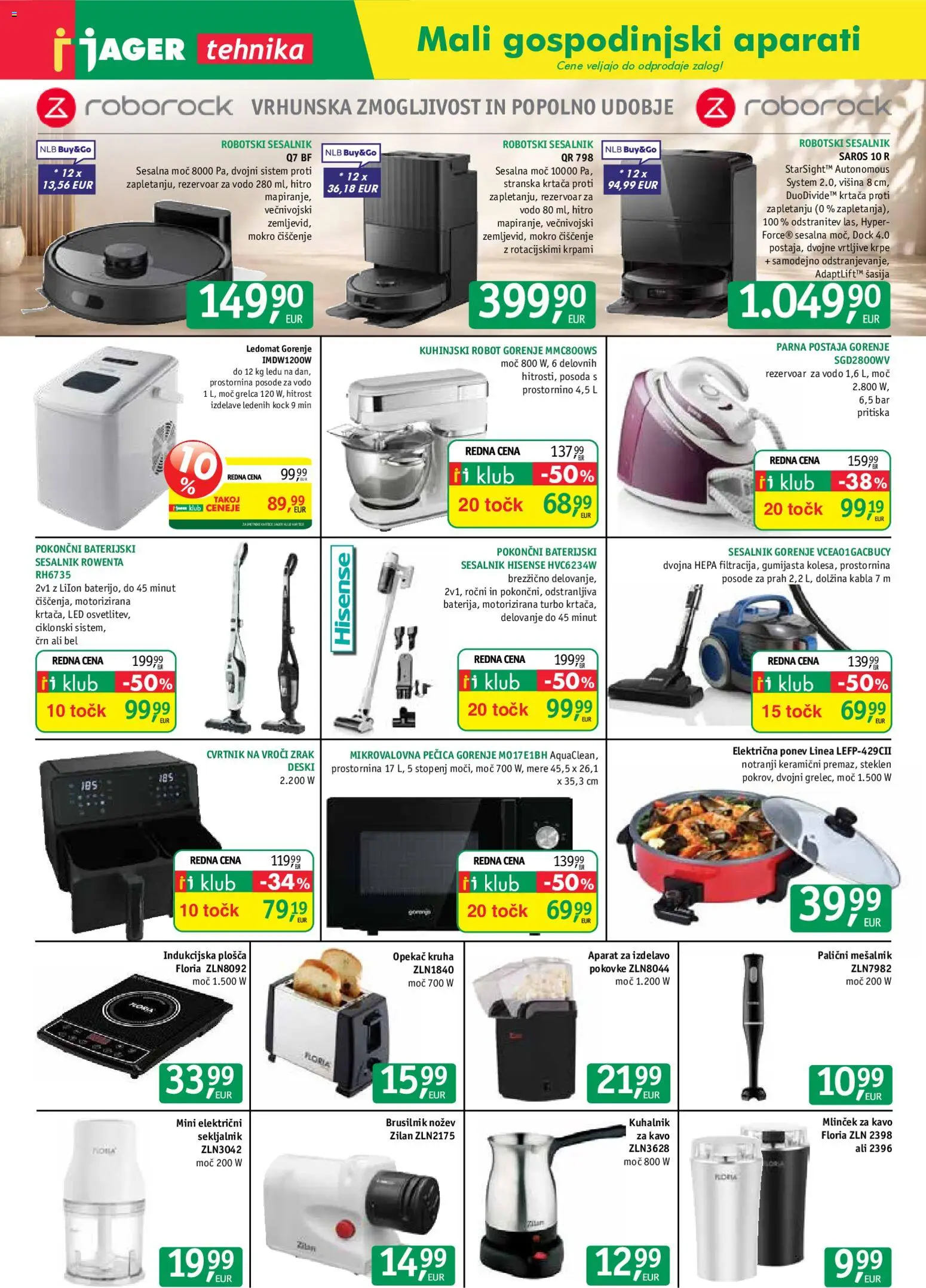 Novi Jager katalog ponudbe – veljaven od 20.05.2026 | Stran: 10 | Izdelki: Robot, Kuhalnik, Indukcijska plošča, Sesalnik