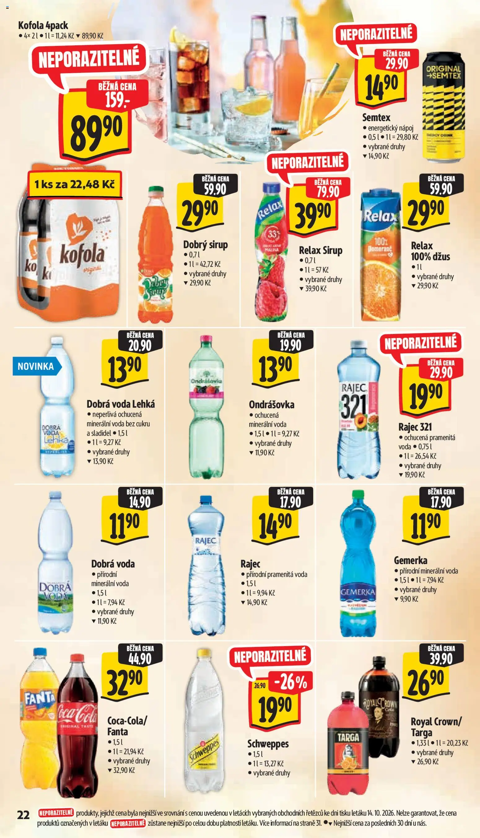 Albert leták - Hypermarket Jablonec nad Tisou od 21.10.2026 | Strana: 38 | Produkty: Fanta, Sirup, Semtex, Minerální voda
