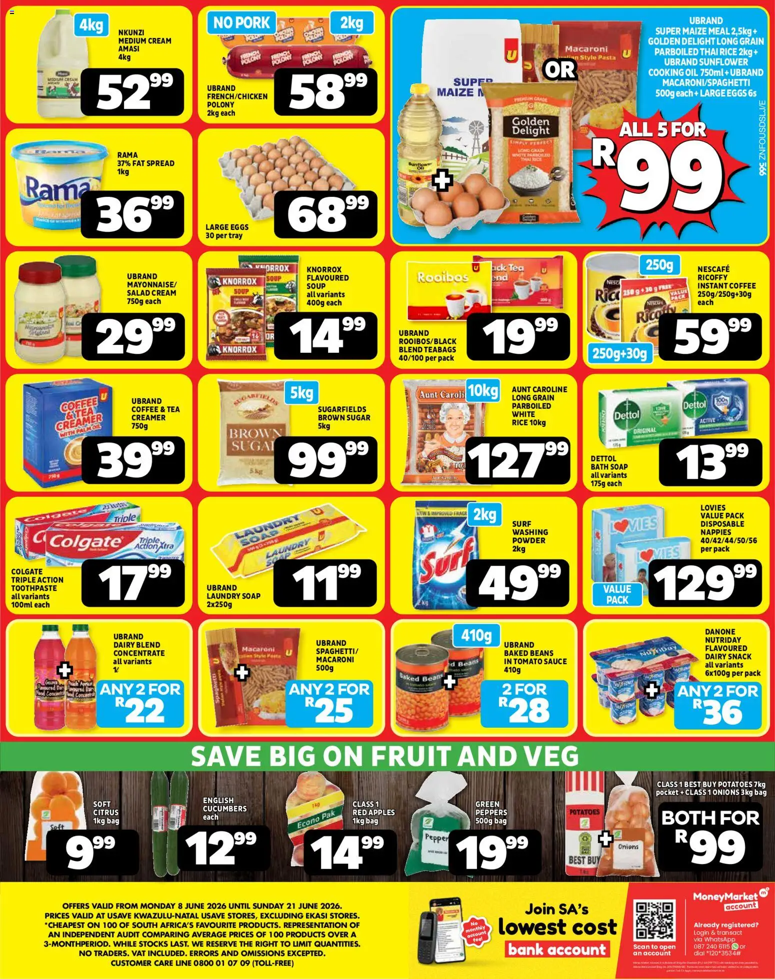New Usave catalogue – valid from 08.06.2026 | Page: 2 | Products: Bag, Polony, Dairy blend, Sauce