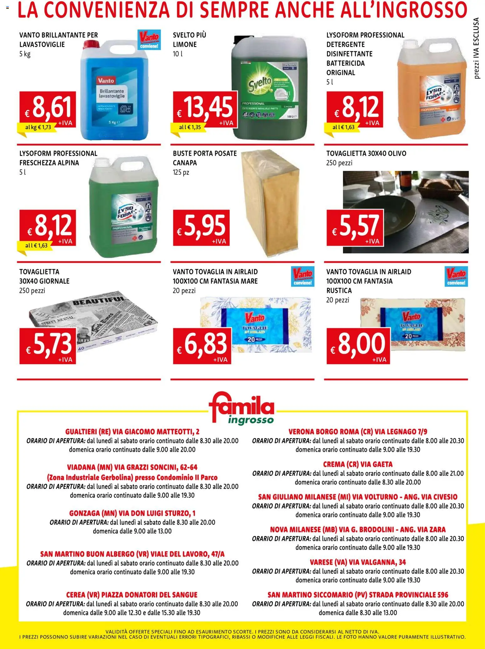 Volantino Famila del 04.06.2026 | Pagina: 8 | Prodotti: Posate, Crema, Limone, Tovaglia
