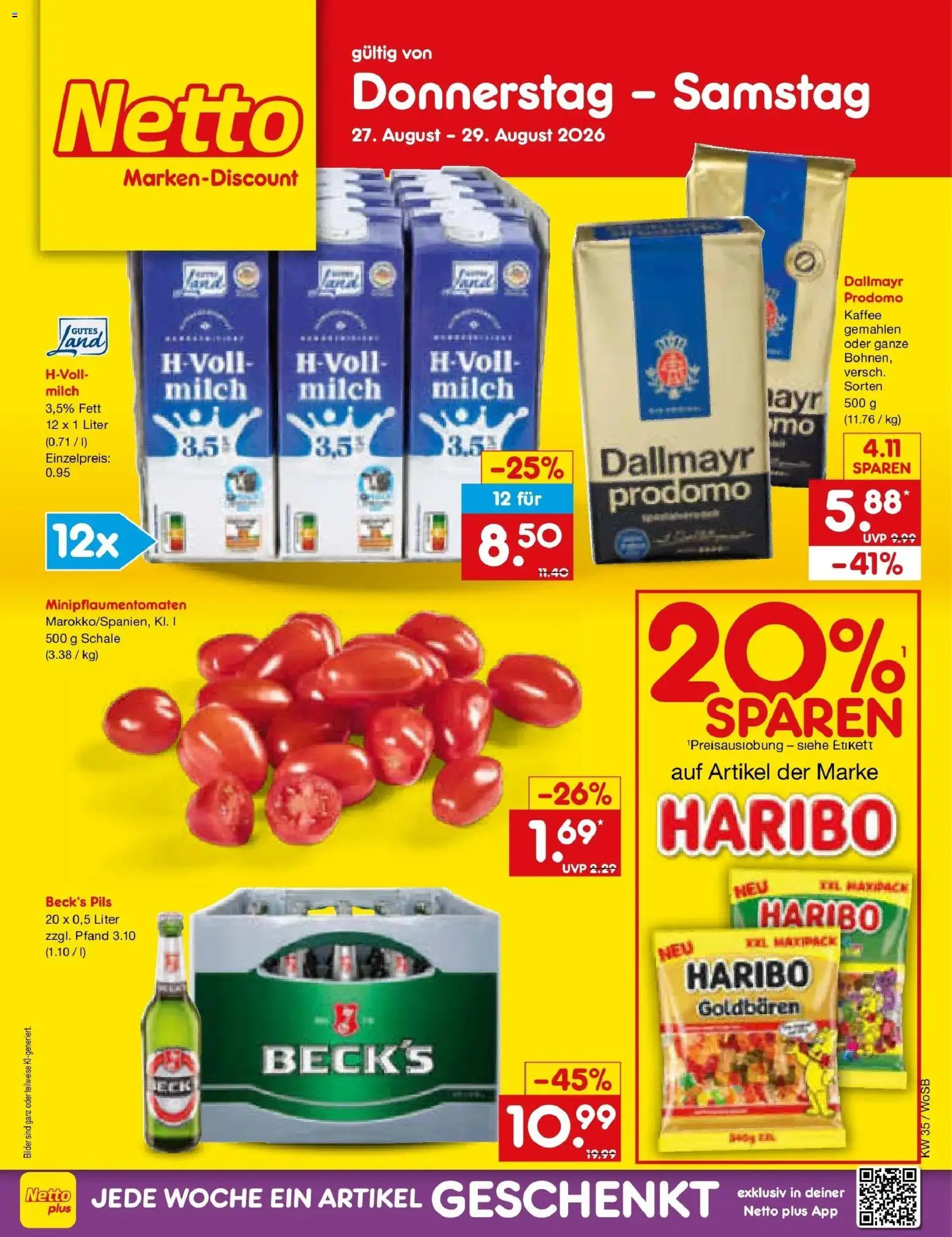 Netto Marken-Discount Prospekt Ludwigshafen-Edigheim (ab 24.08.2026) » Angebote | Seite: 58 | Produkte: Milch, Kaffee, Pils, Bilder