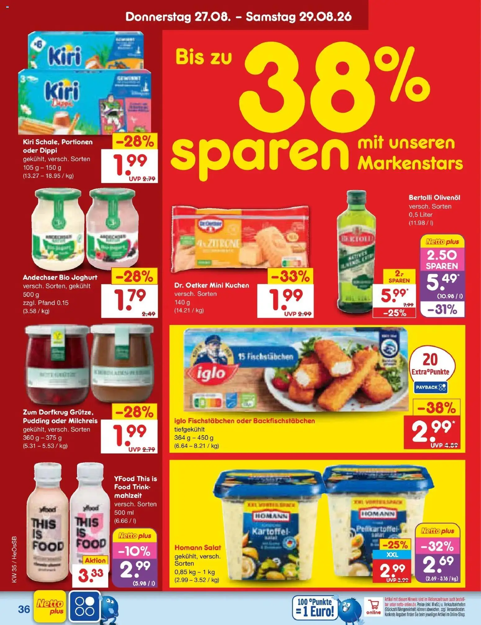 Netto Marken-Discount Prospekt Rostock – gültig ab 24.08.2026 | Seite: 48 | Produkte: Olivenol, Bertolli olivenol, YFood, Kuchen