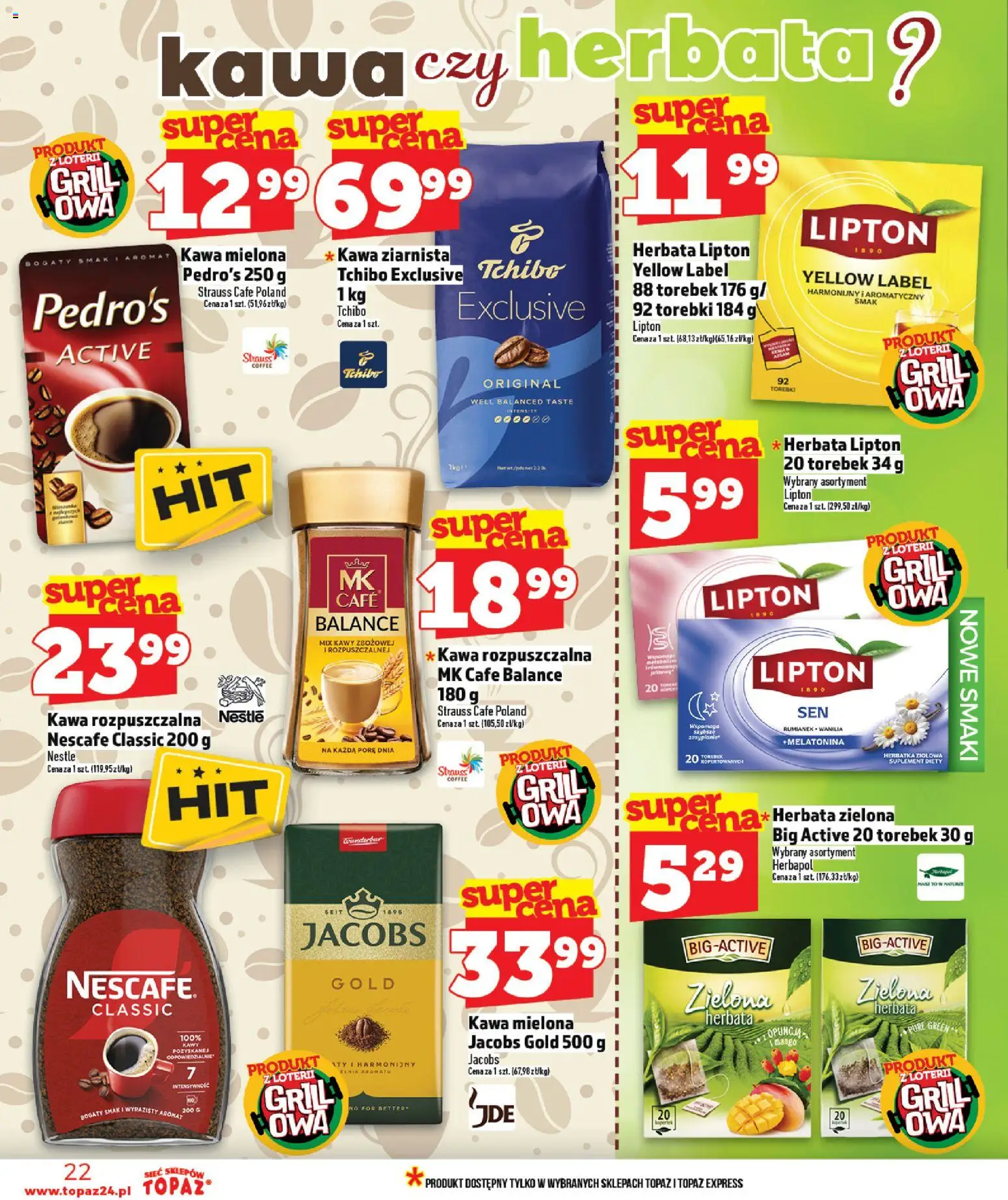 Topaz gazetka - MAZ od 30.04.2026 | Strona: 22 | Produkty: Mango, Nescafe, Tchibo, Torebki