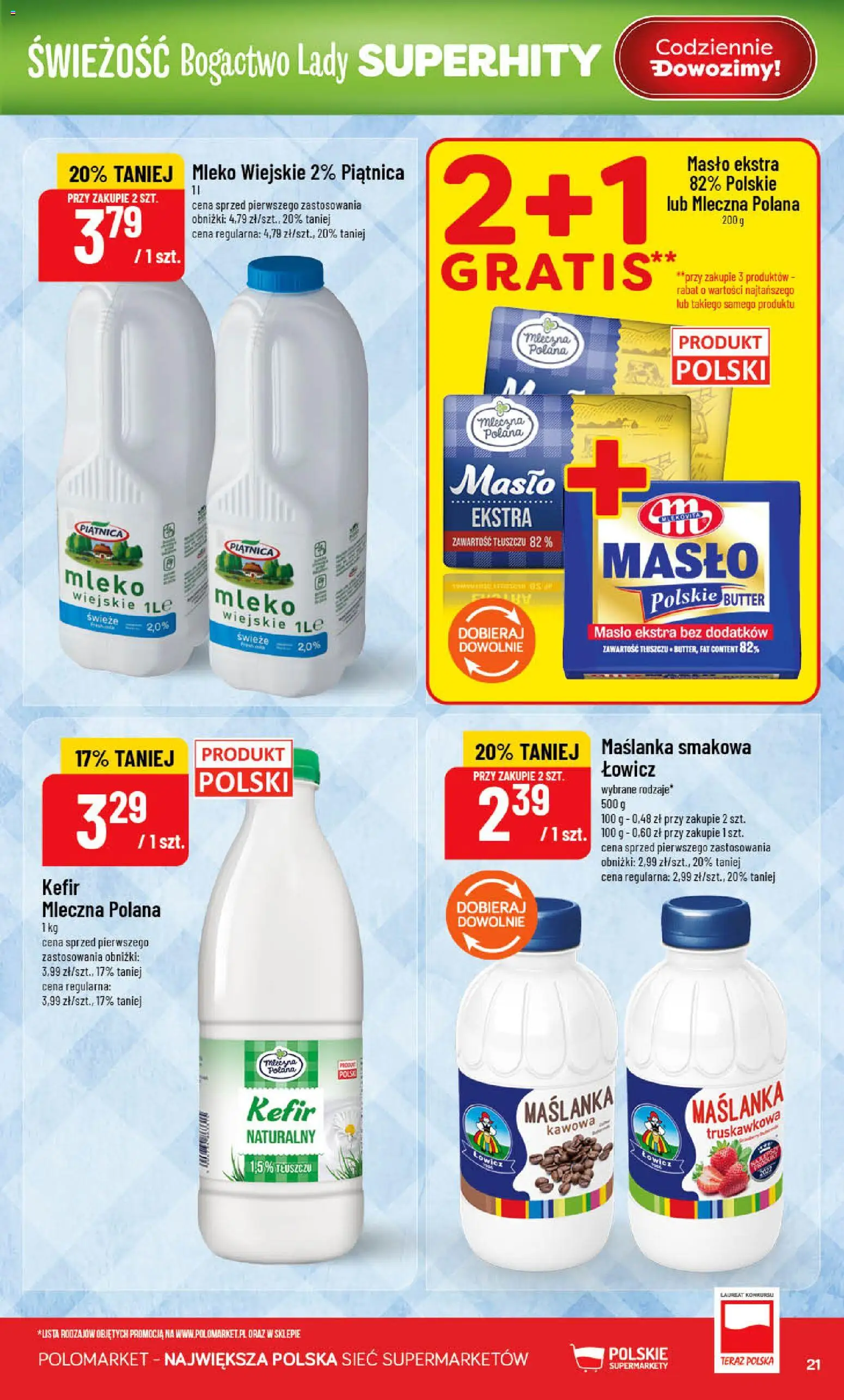 POLOmarket gazetka od 10.06.2026 | Strona: 21 | Produkty: Kefir, Maślanka, Mleko, Masło