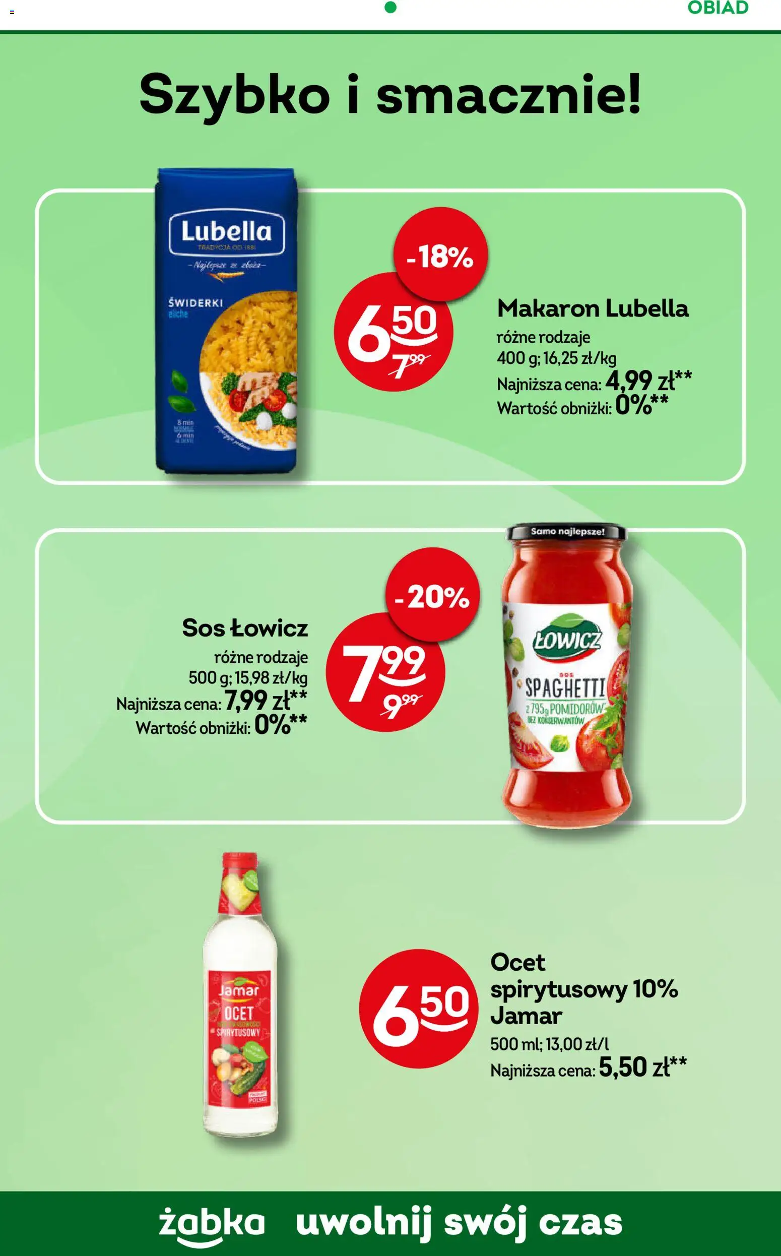 Żabka gazetka - Codzienne produkty od 15.07.2026 | Strona: 13 | Produkty: Ocet, Makaron, Sos