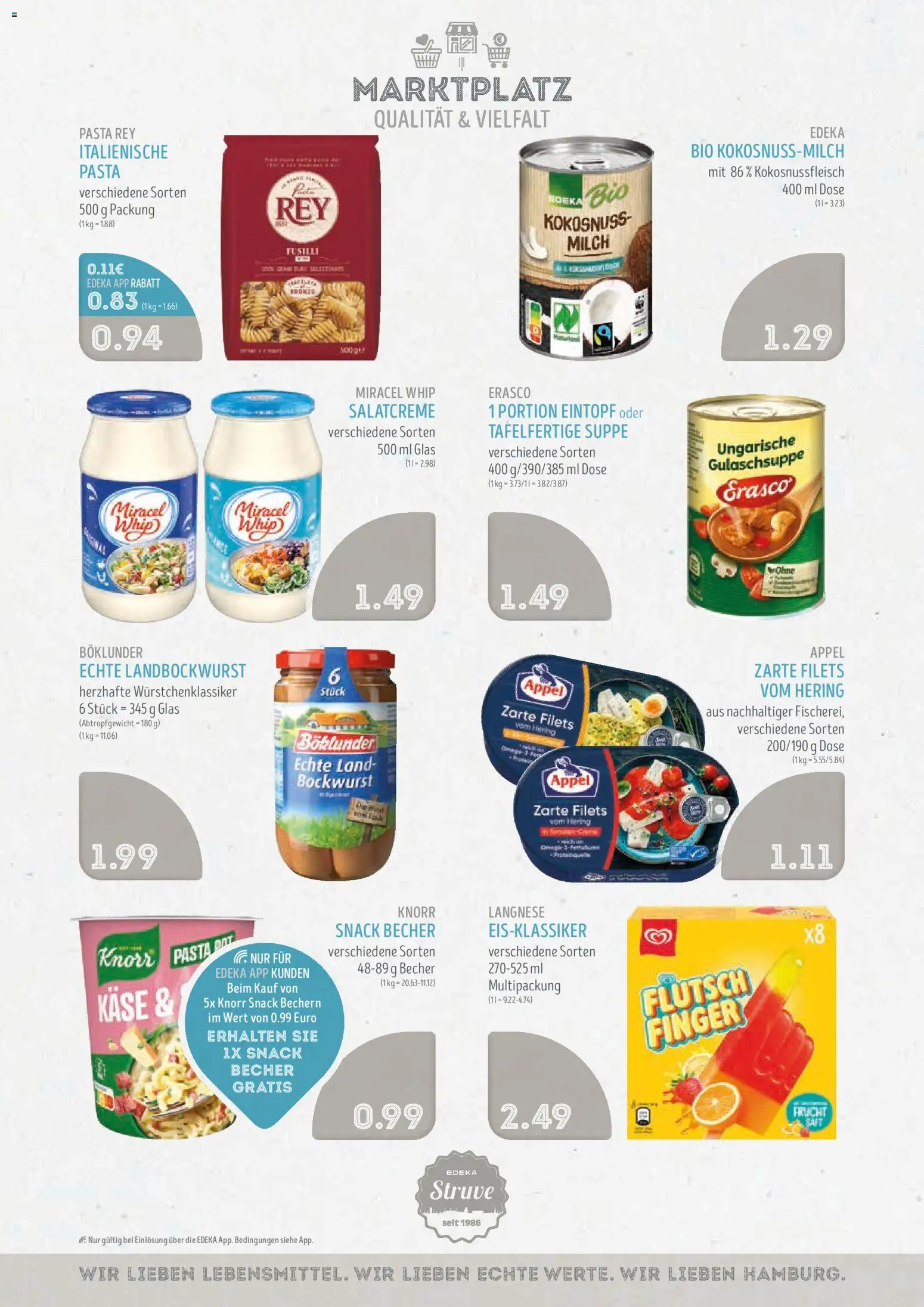 Edeka Struve Prospekt – gültig ab 07.09.2026 | Seite: 12 | Produkte: Bockwurst, Milch, Miracel whip, Pasta
