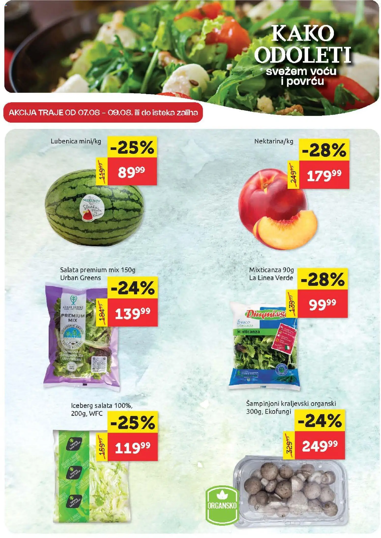 SuperVERO katalog - važi od 06.08.2026 | Strana: 2 | Proizvode: Salata, Iceberg salata, Lubenica, Šampinjoni