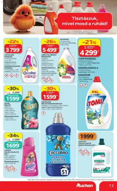 Auchan Drogéria ajánlataink - amely érvényes a következő dátumtól: 04.05.2026 | Oldal: 13 | Termékek: Mosókapszula, Öblítő, Folteltávolító, Mosópor