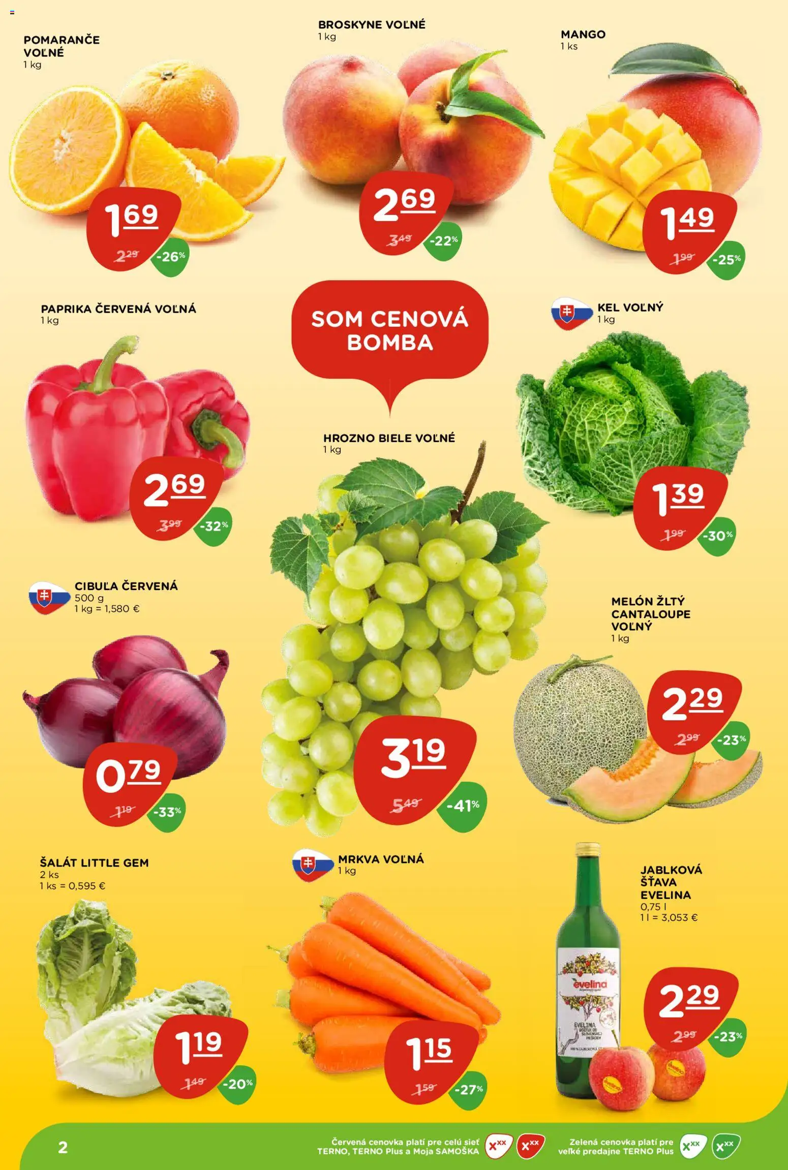 Nové Terno akcie – leták je platný od 06.08.2026 | Strana: 2 | Produkty: Mrkva, Mango, Melón, Hrozno