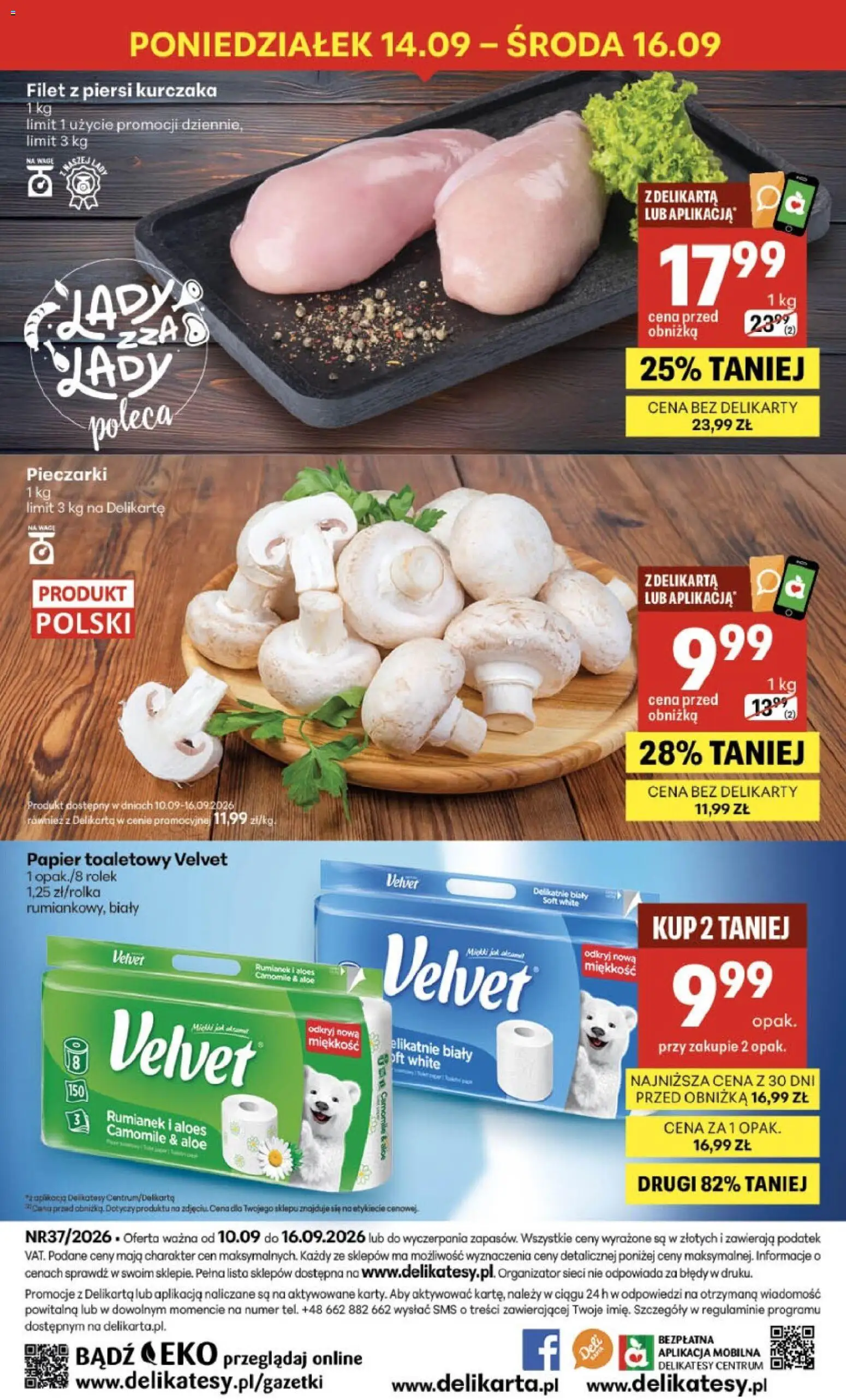 Delikatesy Centrum gazetka od 10.09.2026 | Strona: 40 | Produkty: Pieczarki, Rumianek, Papier toaletowy, Aloes