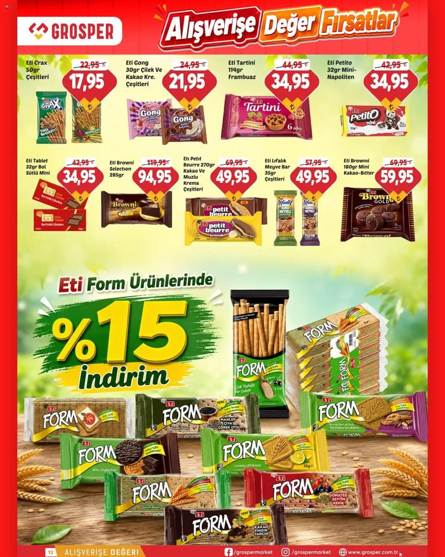 Grosper Katalog - 15 Temmuz 2026 tarihinden itibaren geçerlidir | Sayfa: 14 | Ürünler: Çikolata, Meyve, Tablet, Bisküvi