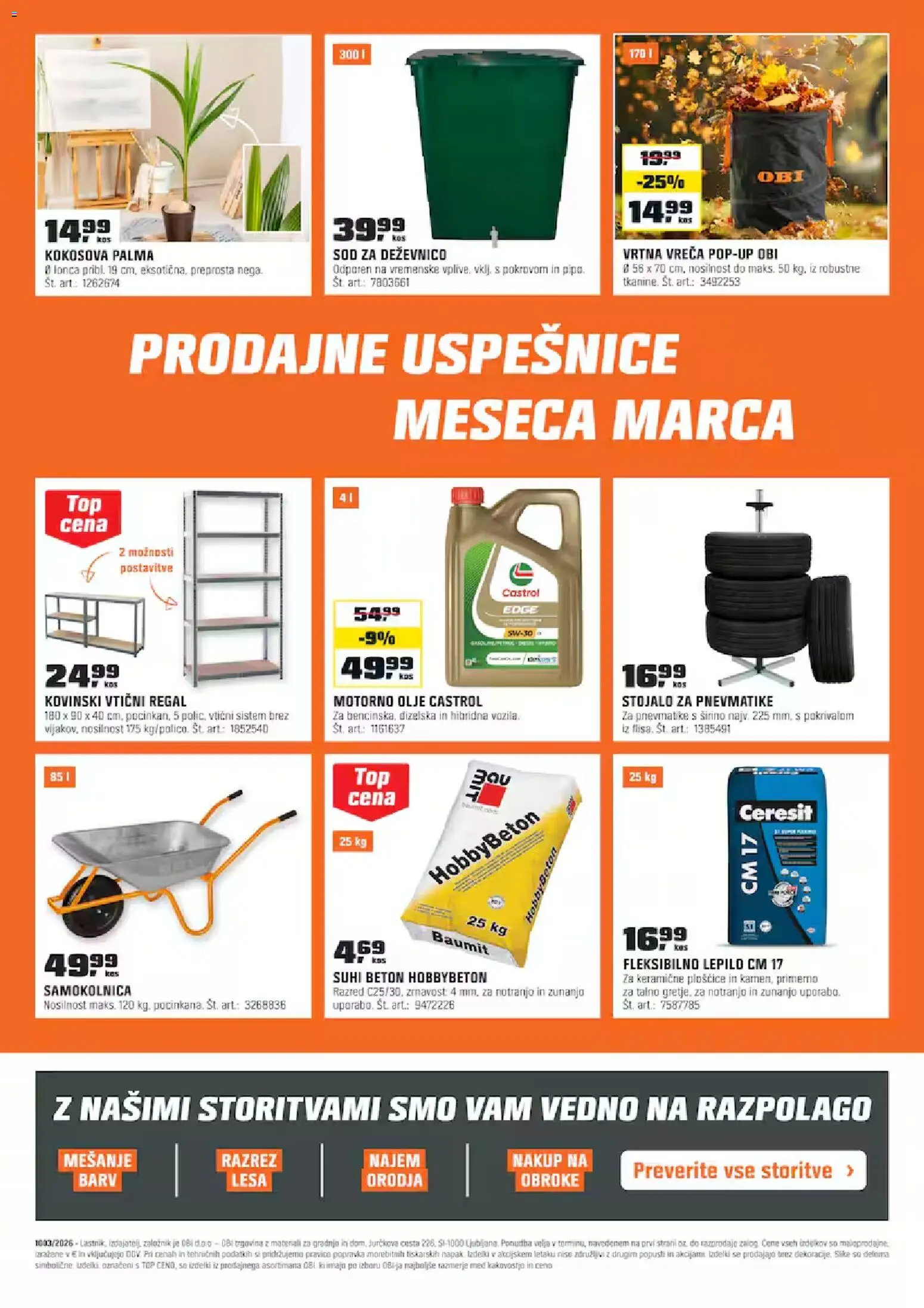 Novi OBI katalog ponudbe – veljaven od 03.03.2026 | Stran: 22 | Izdelki: Ploščice, Olje, Beton, Samokolnica