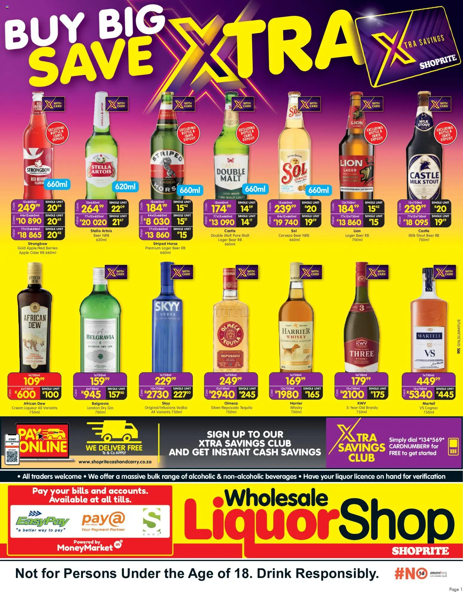 New Shoprite catalogue – valid from 07/09/2026 | Page: 1 | Products: Brandy, Tequila, Milk, Gin