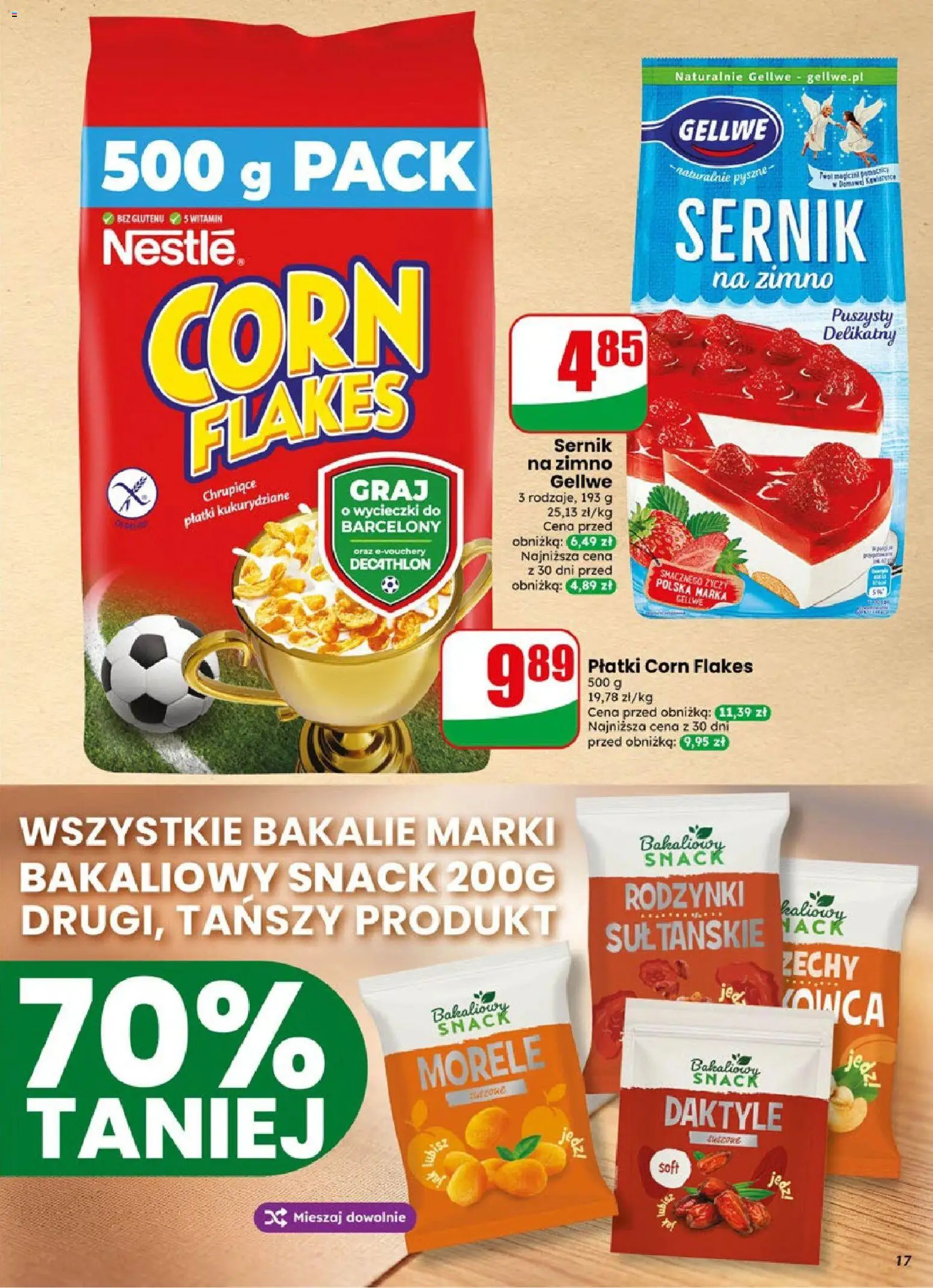Dino gazetka od 19.08.2026 | Strona: 17 | Produkty: Daktyle, Sernik na zimno, Rodzynki, Corn Flakes