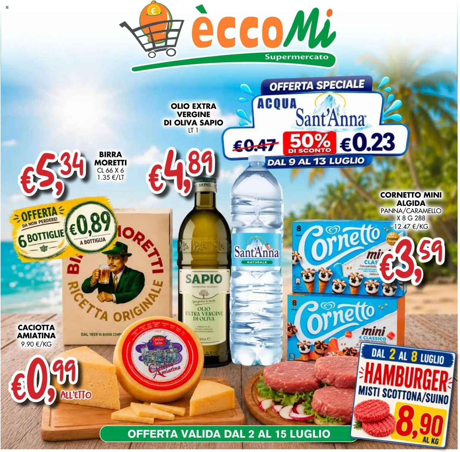 Volantino Coal del 02/07/2026 | Pagina: 1 | Prodotti: Birra, Olio, Olio extra vergine, Hamburger