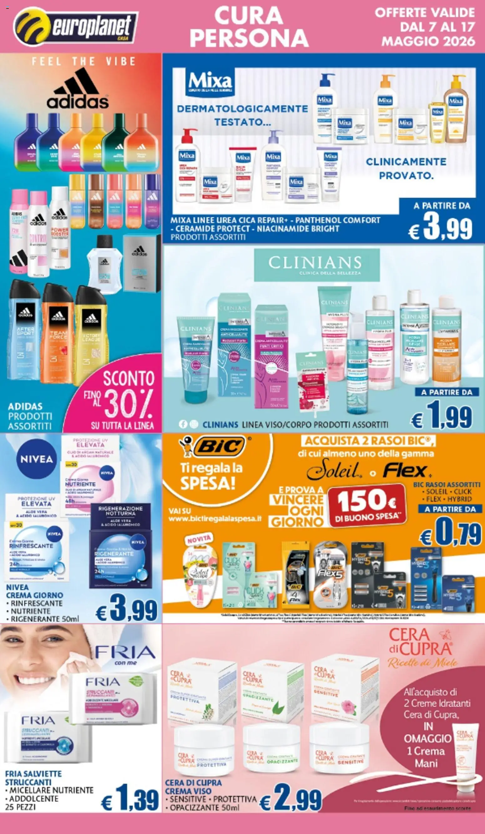 Volantino Europlanet Casa del 07.05.2026 | Pagina: 4 | Prodotti: Crema, Salviette struccanti, Miele, Aloe vera