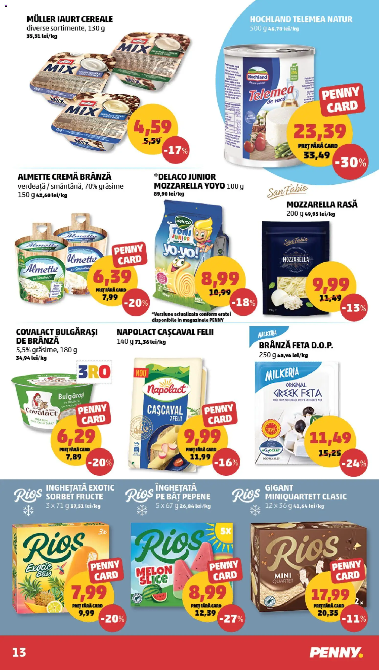 Noul catalog PENNY – valabil de la 27.05.2026 | Pagină: 13 | Produse: Cașcaval, Mozzarella, Iaurt, Fructe