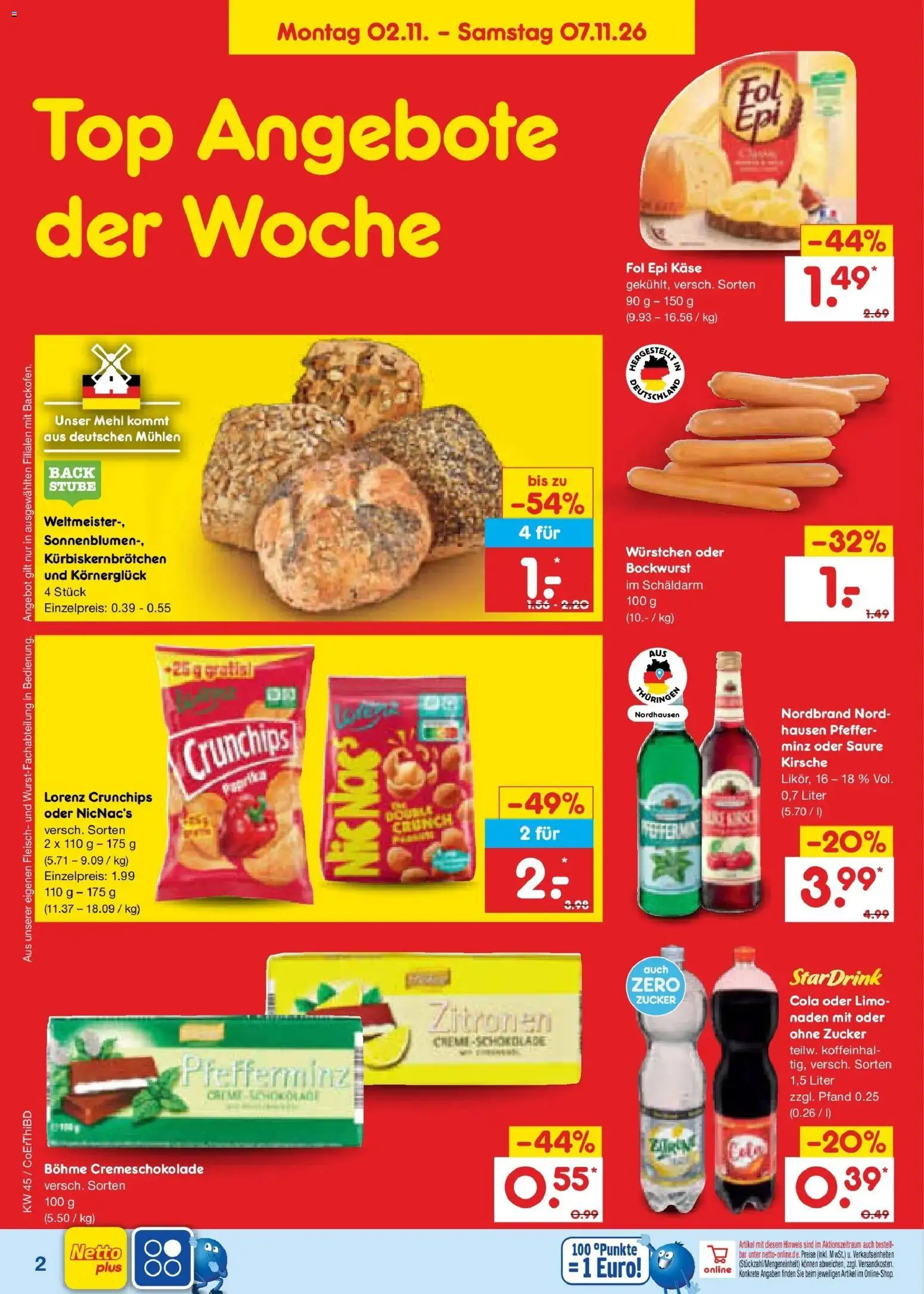 Netto Marken-Discount Prospekt Thiendorf – gültig ab 02.11.2026 | Seite: 6 | Produkte: Top, Cola, Schokolade, Lorenz crunchips