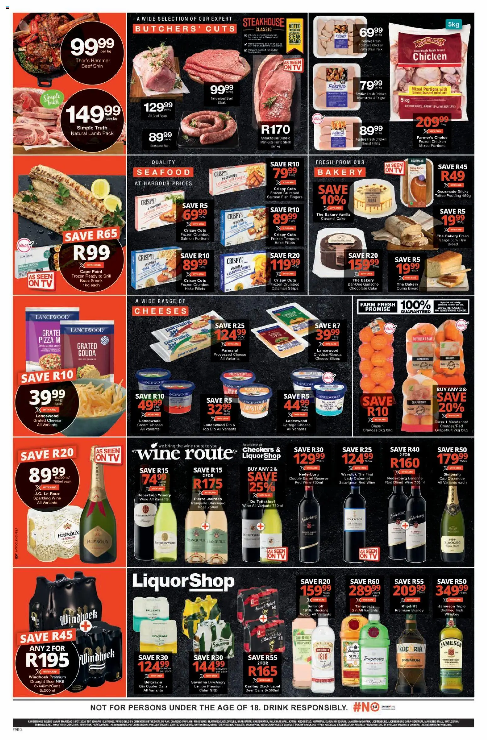 New Checkers catalogue – valid from 13/07/2026 | Page: 2 | Products: Cake, Hammer, Whiskey, Grapefruit