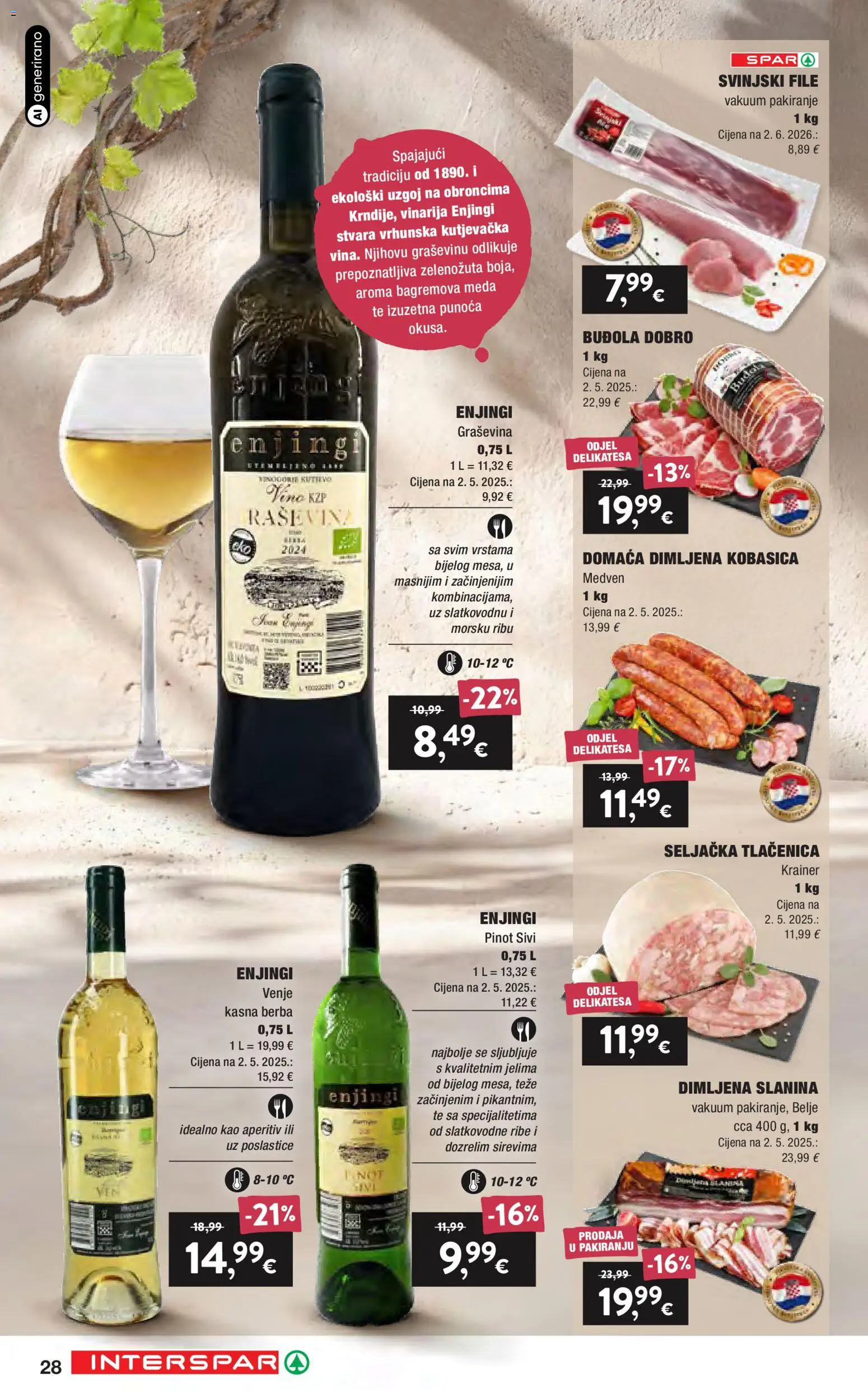Interspar katalog | vrijedi od 16.09.2026 | Stranica: 28 | Proizvodi: Aperitiv, Slanina, Svinjski file, Kobasica