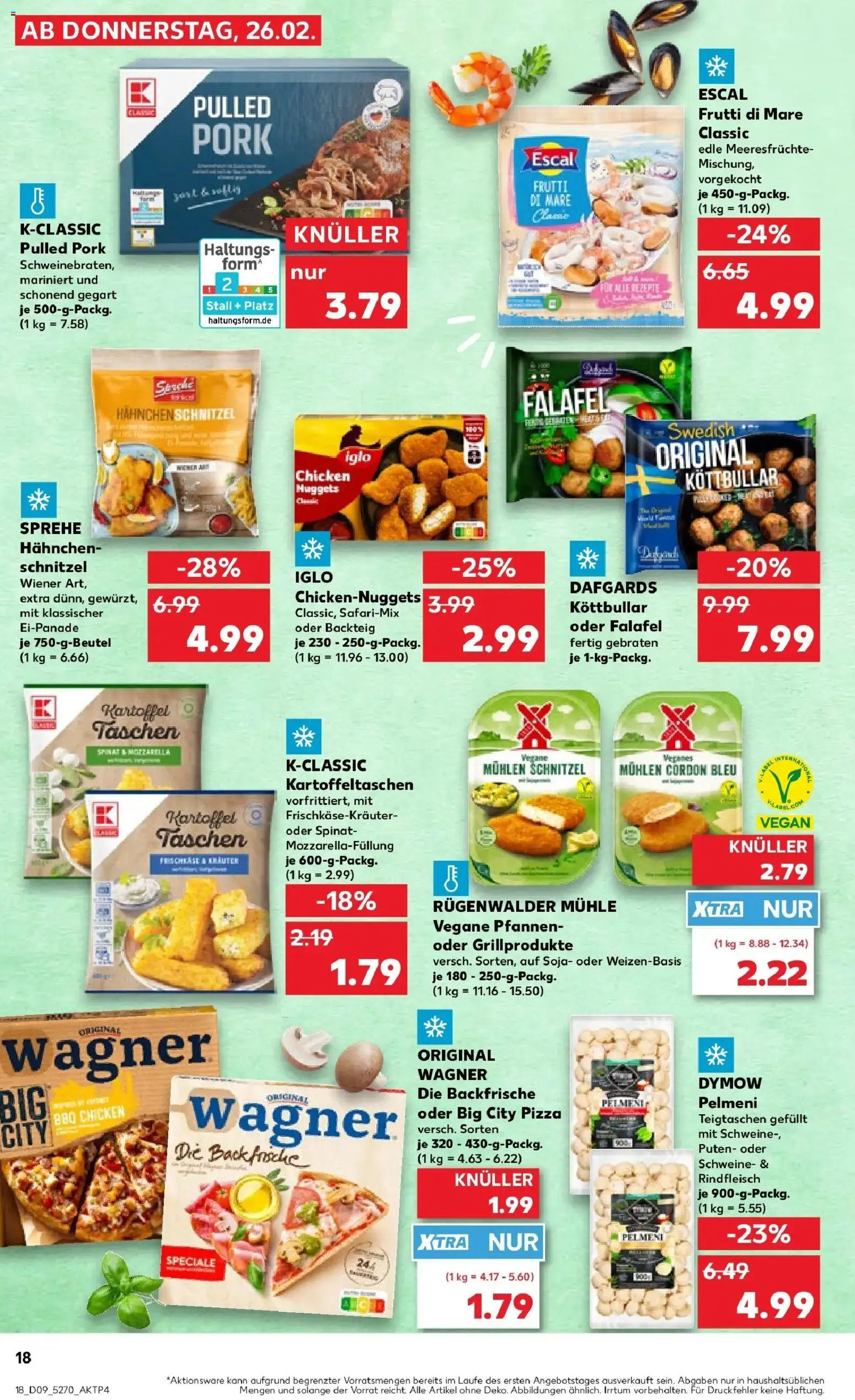 Kaufland prospekt Pfullingen	 – gültig ab 26.02.2026 | Seite: 18 | Produkte: Mühle, Hahnchen, Meeresfrüchte, Pizza