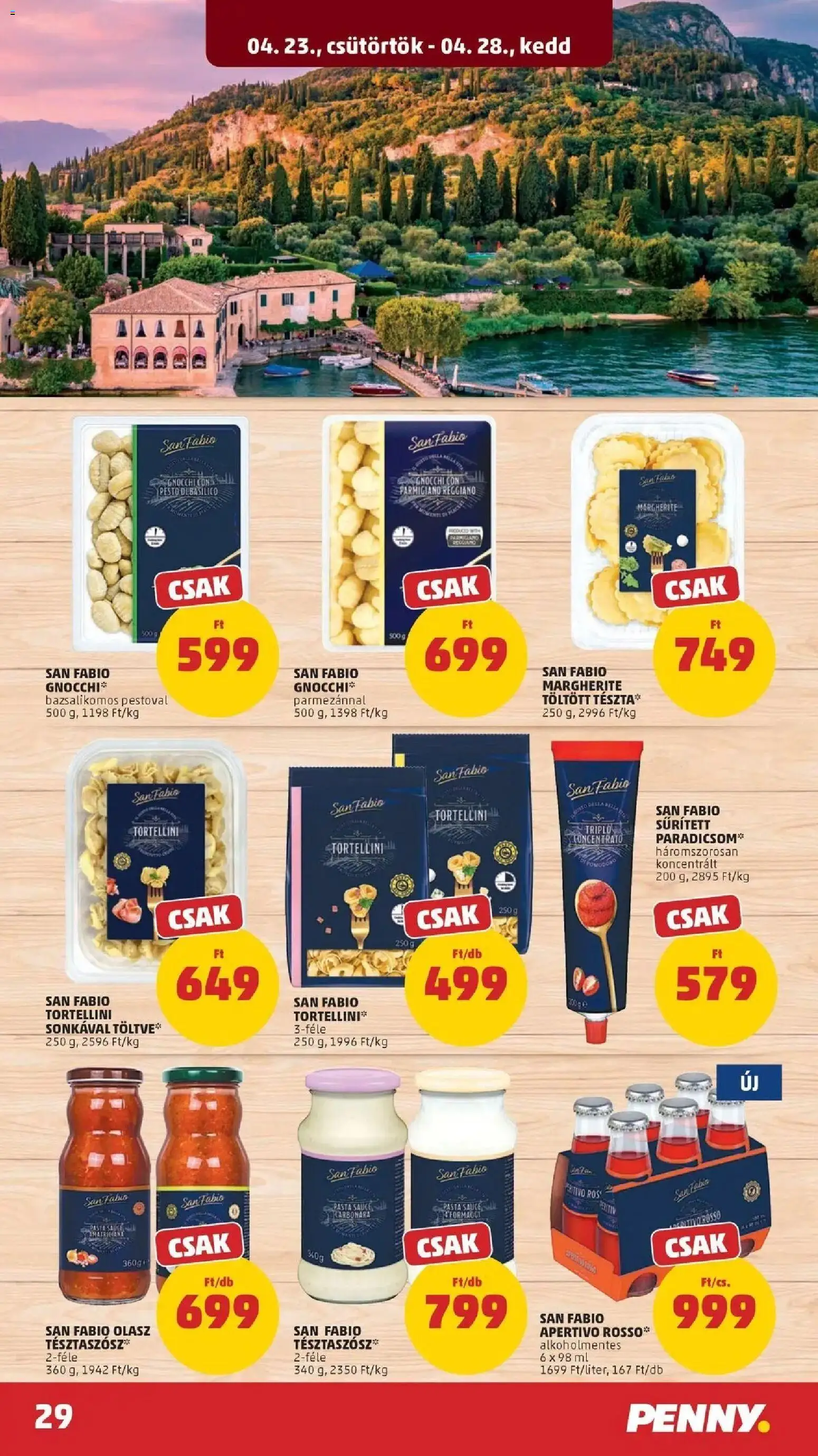 PENNY akciós ujság - amely érvényes a következő dátumtól: 2026.04.23. | Oldal: 29 | Termékek: Pesto, Tortellini, Paradicsom, Gnocchi