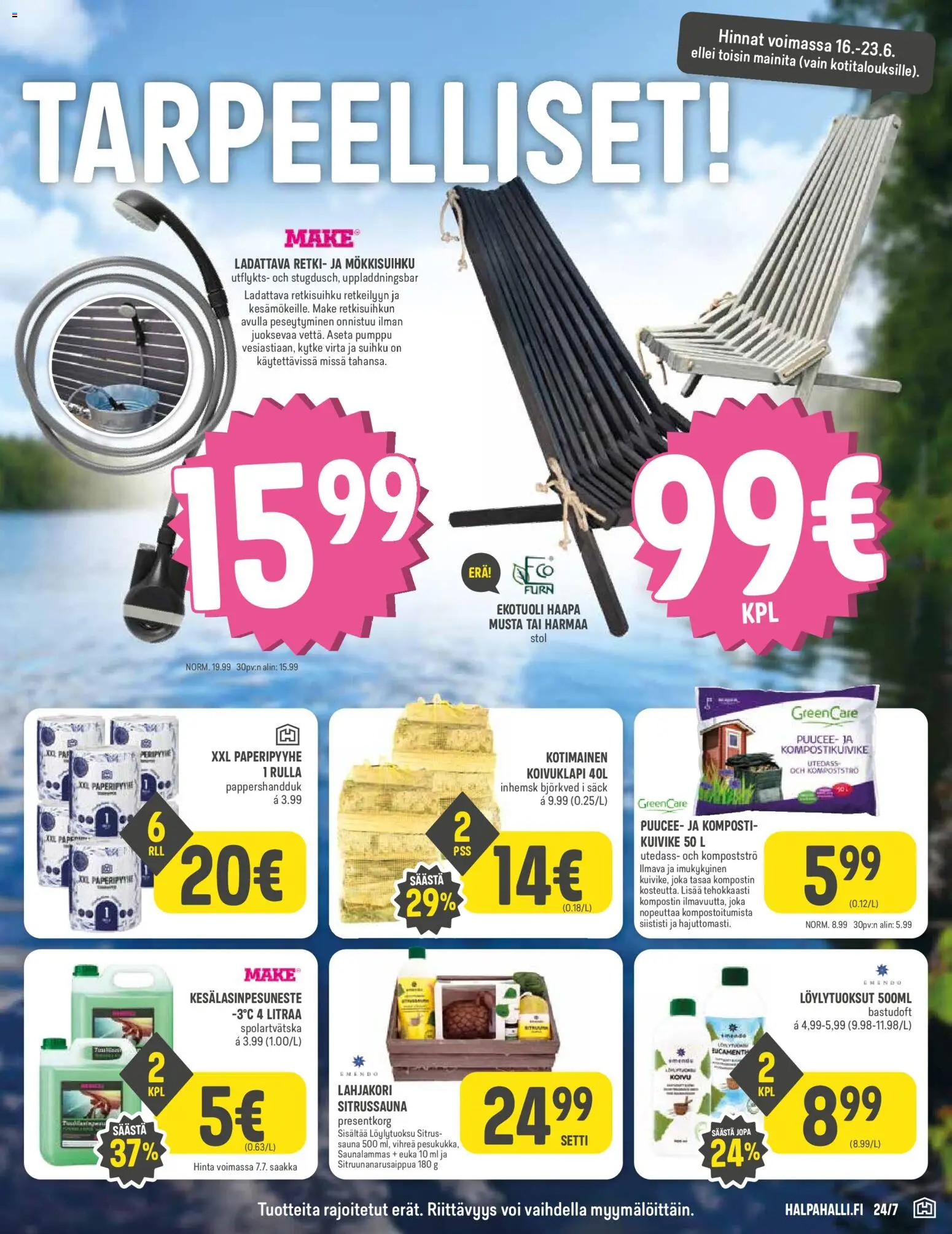 Halpa Halli tarjoukset – voimassa 16.06.2026 alkaen | Sivu: 11 | Tuotteet: Suihku, Komposti, Voi, Pumppu