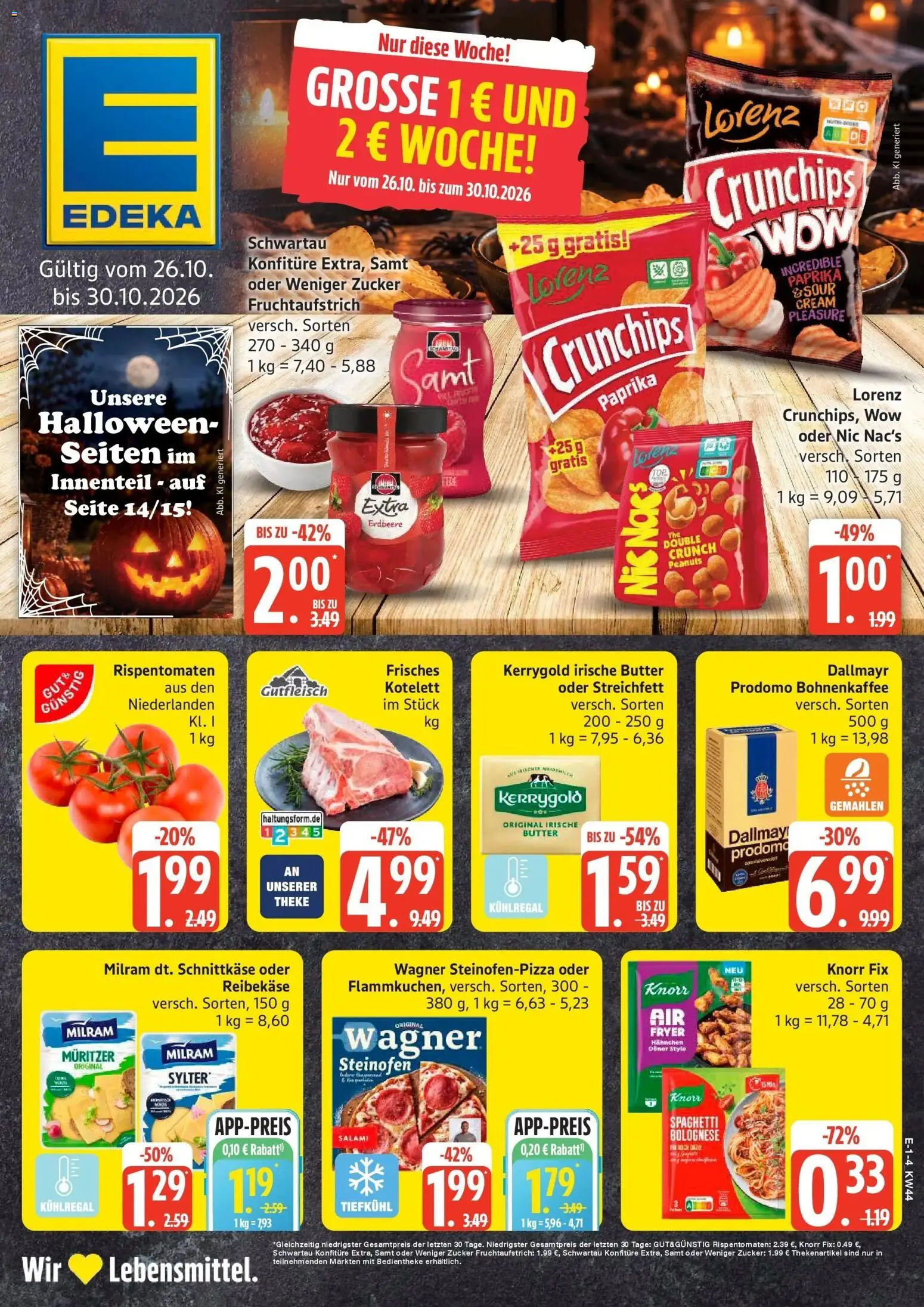 Edeka Prospekt Rostock (ab 26.10.2026) » Angebote Online | Seite: 1 | Produkte: Knorr fix, Knorr, Milram, Reibekase