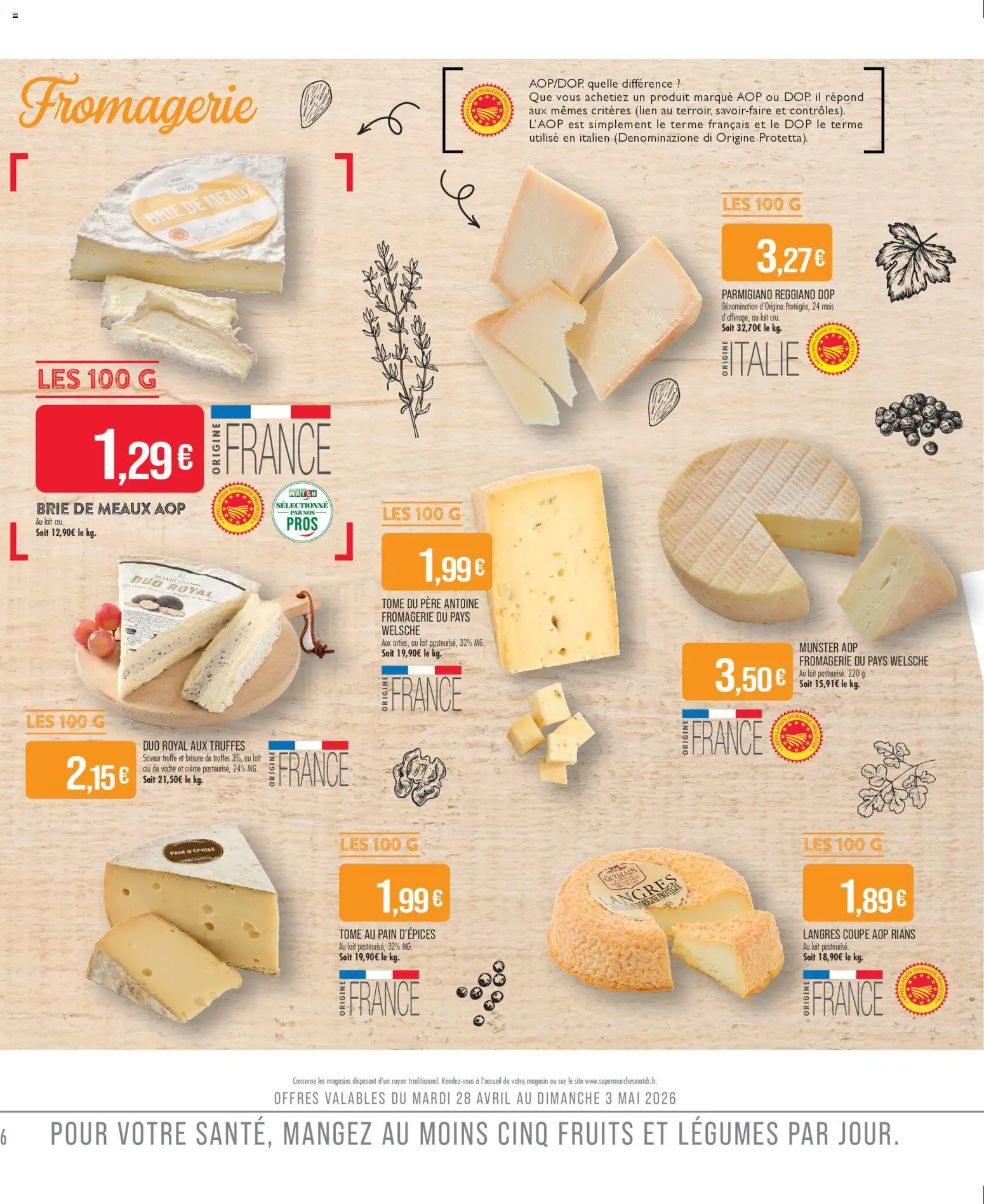 {H1} | Page: 6 | Produits: Lait, Pain, Brie, Crème