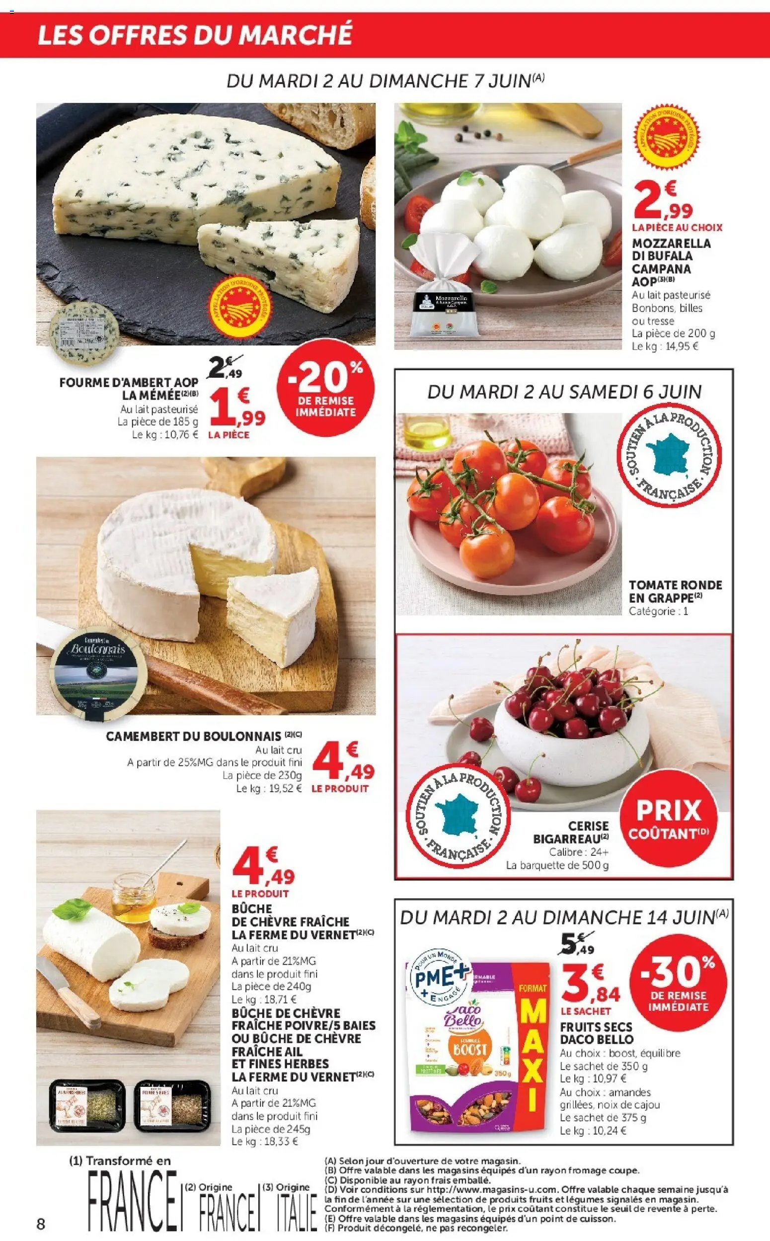 {H1} | Page: 8 | Produits: Noix de cajou, Lait, Camembert, Noix