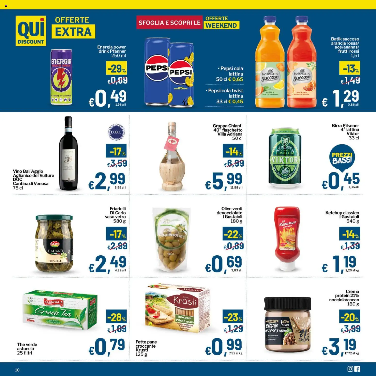 Volantino Qui Discount del 22/09/2026 | Pagina: 10 | Prodotti: Crema, Vino, Pepsi, Grappa