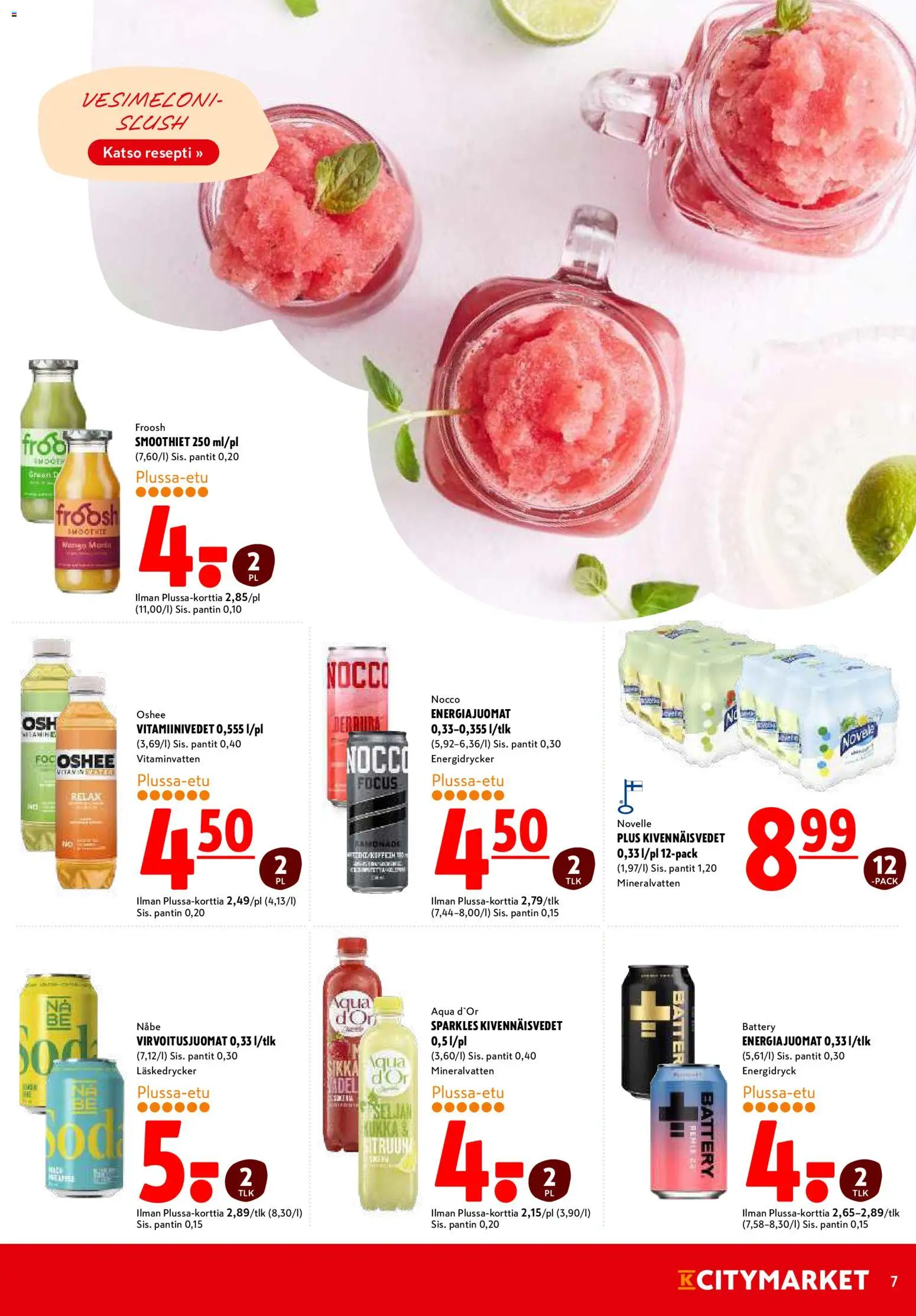 K-Citymarket tarjoukset – voimassa 01.06.2026 alkaen | Sivu: 7 | Tuotteet: Vesimeloni, Virvoitusjuomat