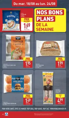 Aldi - Prévisualisation de TRADER JOE'S DOUBLE BURGER, TRADER JOE'S 6 PAINS DOUBLE BURGERS valide à partir de 18/08/2026 | Page: 18 | Produits: Tortilla, Saucisses, Pain, Blé