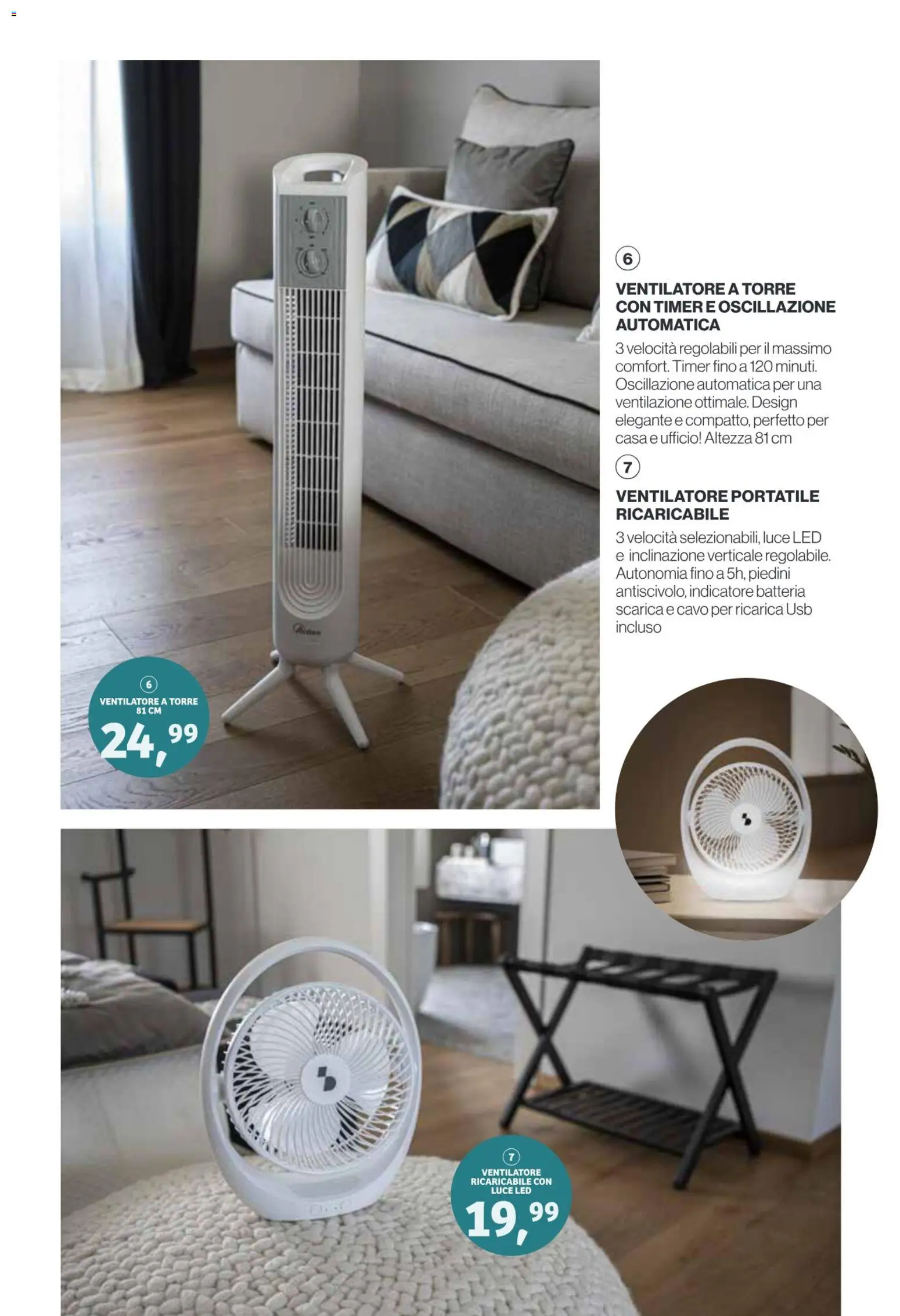 Volantino IN's del 13/05/2026 | Pagina: 7 | Prodotti: Ventilatore, Cavo, USB, Batteria