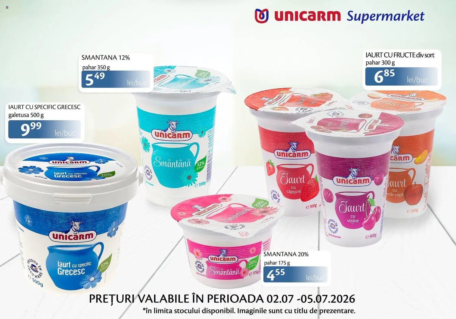 Noul catalog Unicarm – valabil de la 02.07.2026 | Pagină: 3 | Produse: Iaurt, Căpșuni, Smântână, Fructe