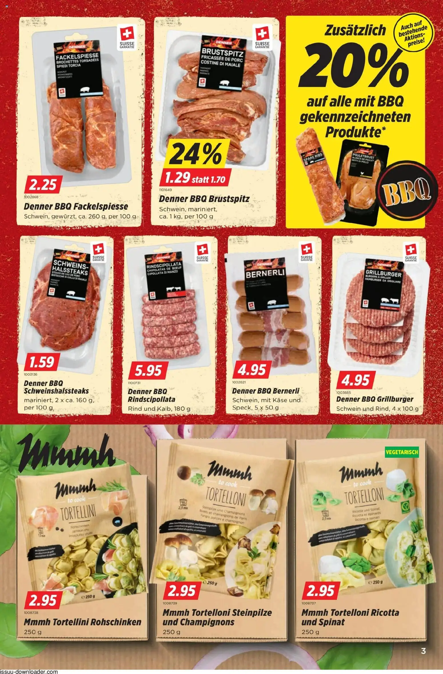 Denner aktionen – gültig ab 28.05.2026 | Seite: 3 | Produkte: Pouletbrust, Spare Ribs, Käse, Champignons