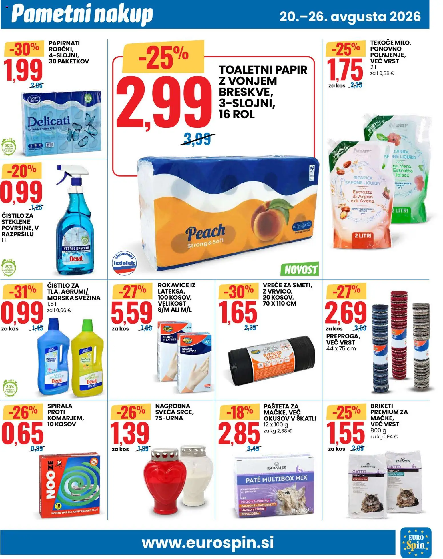 Novi Eurospin katalog ponudbe – veljaven od 20.08.2026 | Stran: 11 | Izdelki: Sveča, Pašteta, Briketi, Rokavice