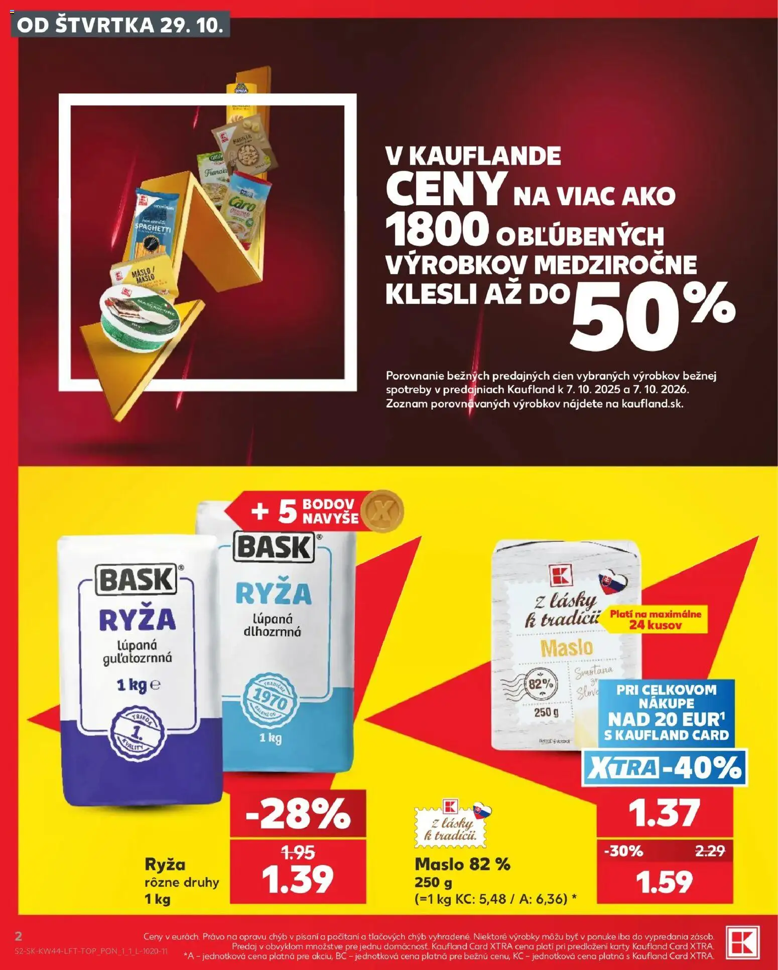 Nové Kaufland akcie – leták je platný od 29.10.2026 | Strana: 2 | Produkty: Maslo, Smotana, Caro, Mascarpone