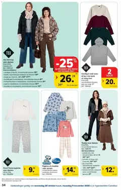 Carrefour folder - Voorbeeld van een folder van Carrefour, geldig van 28/10/2026 | Pagina: 34 | Producten: Handschoenen, Trui, Jas, Pyjama