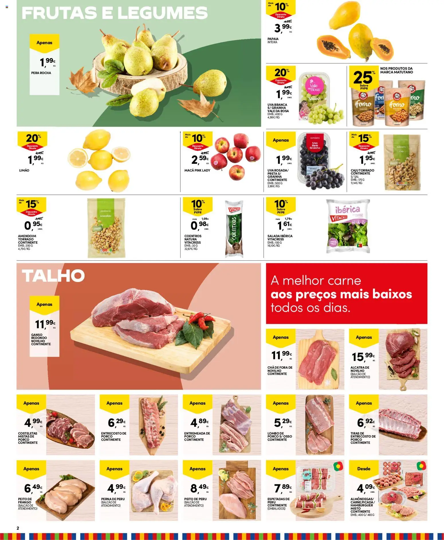 Continente folheto Madeira │ válido de 20/10/2026 | Página: 2 | Produtos: Frango, Peru, Maça, Salada