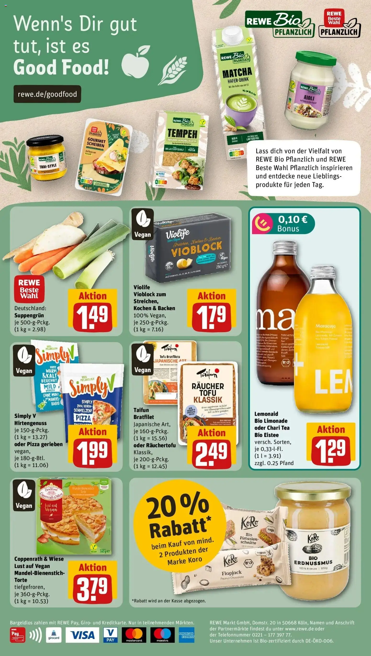REWE Prospekt ab 19.10.2026 zum Blättern » Angebote | Seite: 28 | Produkte: Limonade, Pistazien, Haferdrink, Salat