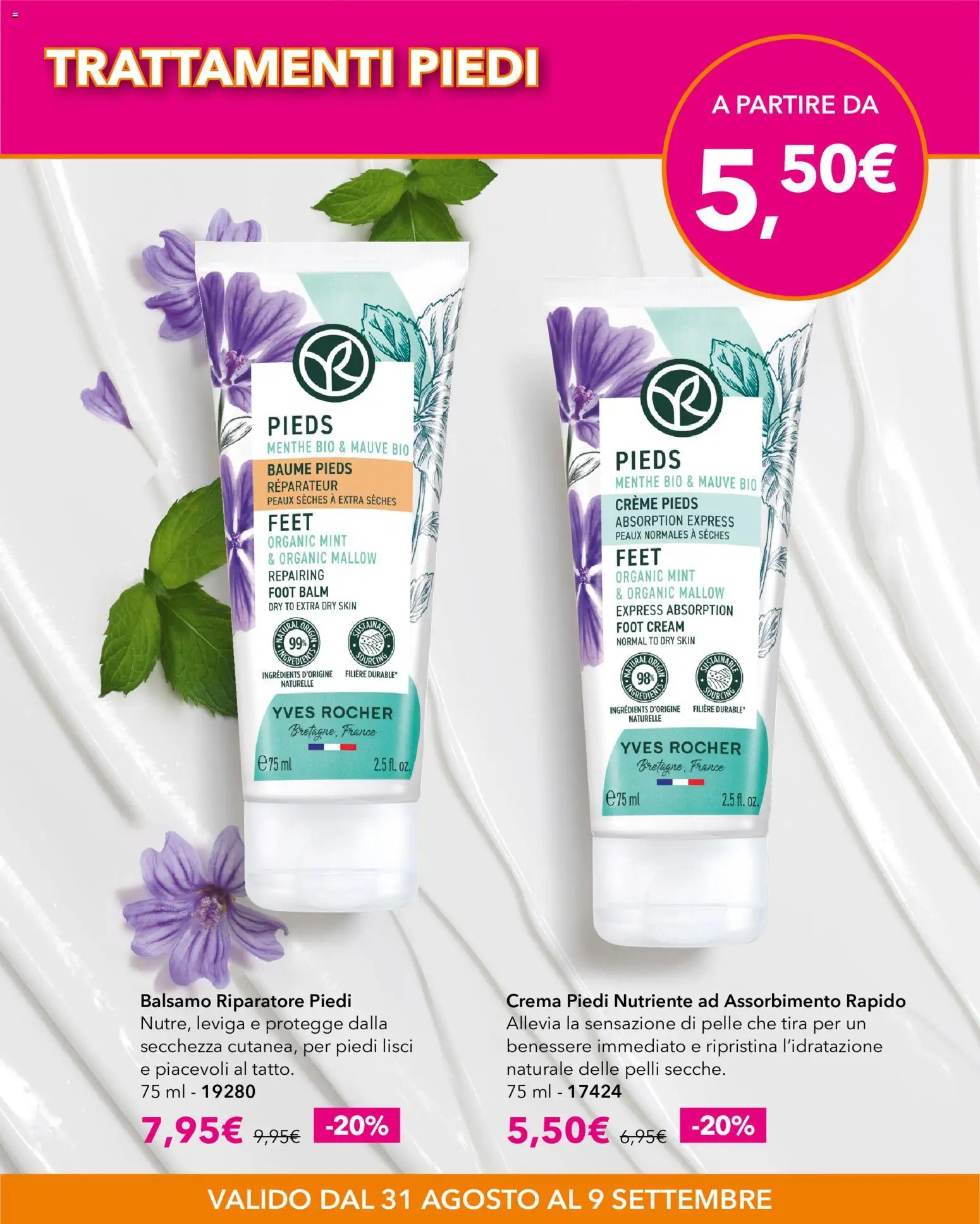 Volantino Yves Rocher del 31/08/2026 | Pagina: 6 | Prodotti: Balsamo, Crema, Crema piedi