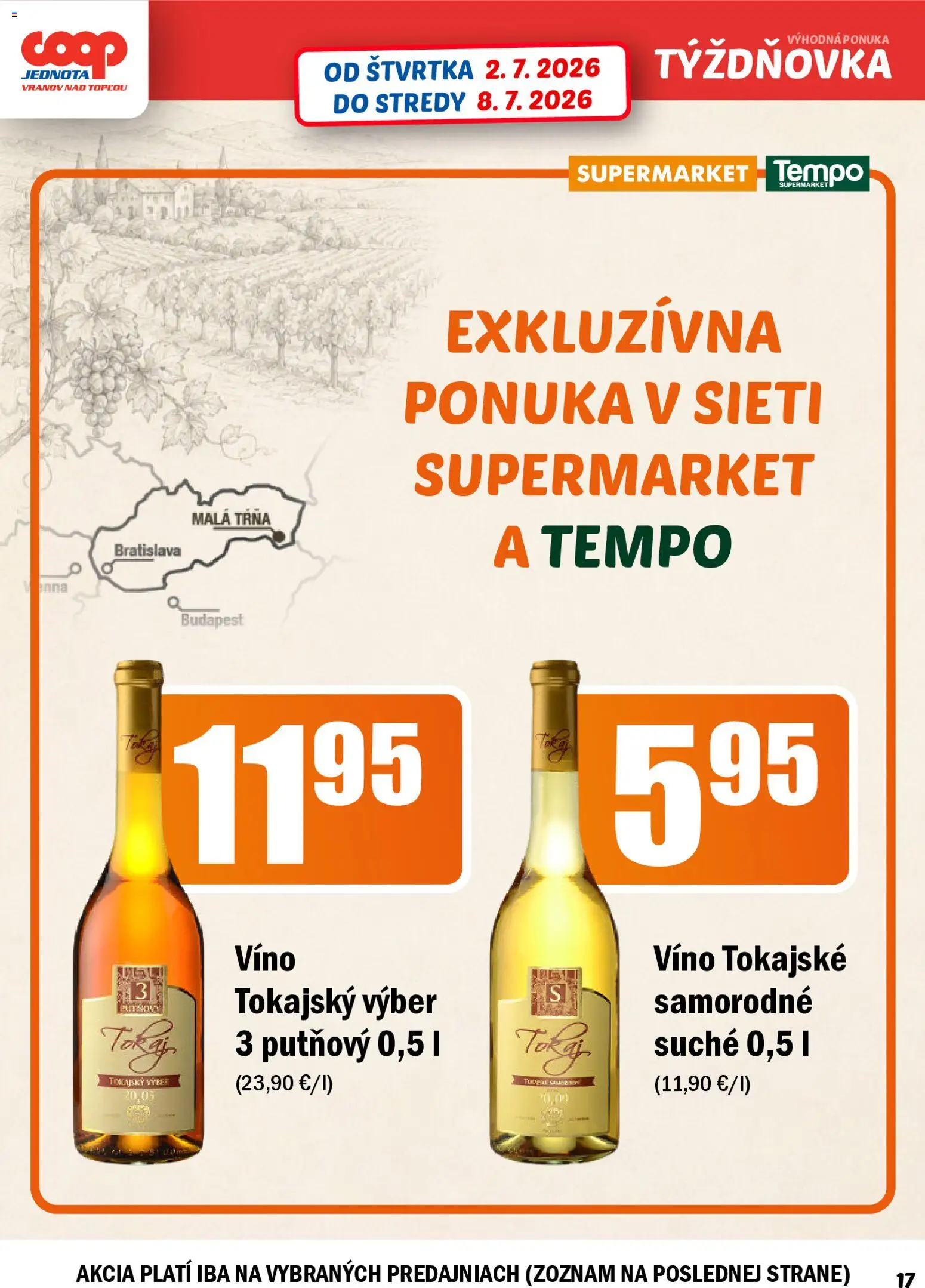 Nové COOP Jednota akcie – leták je platný od 02.07.2026 | Strana: 17 | Produkty: Víno